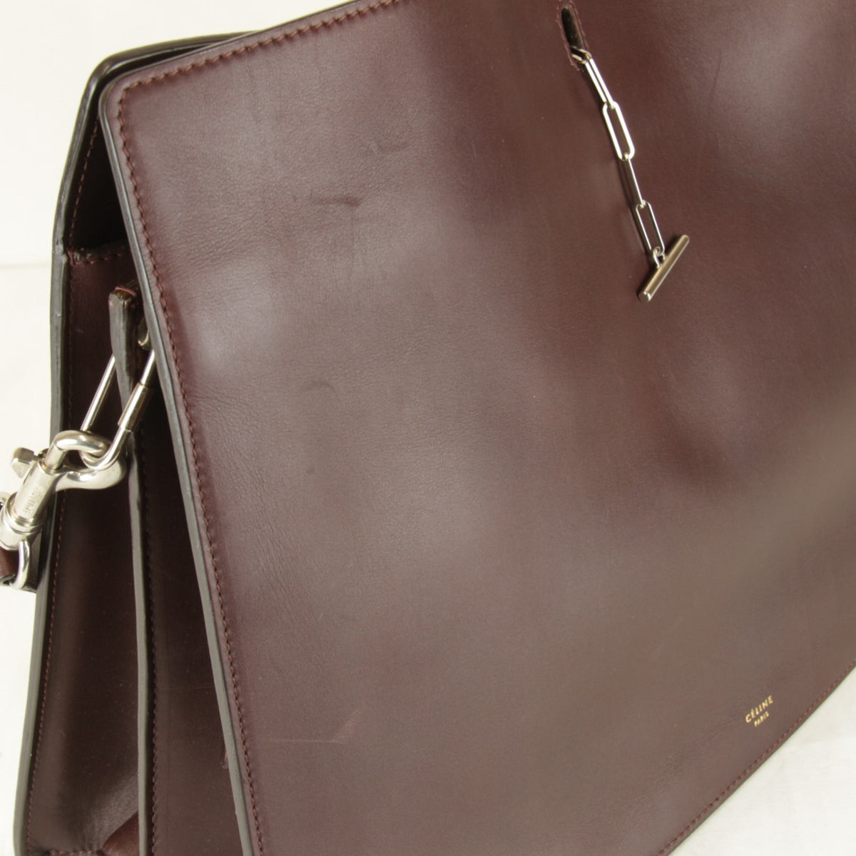 Celine Bordeaux Wine Leather Shoulder Bag (Pre-Owned)