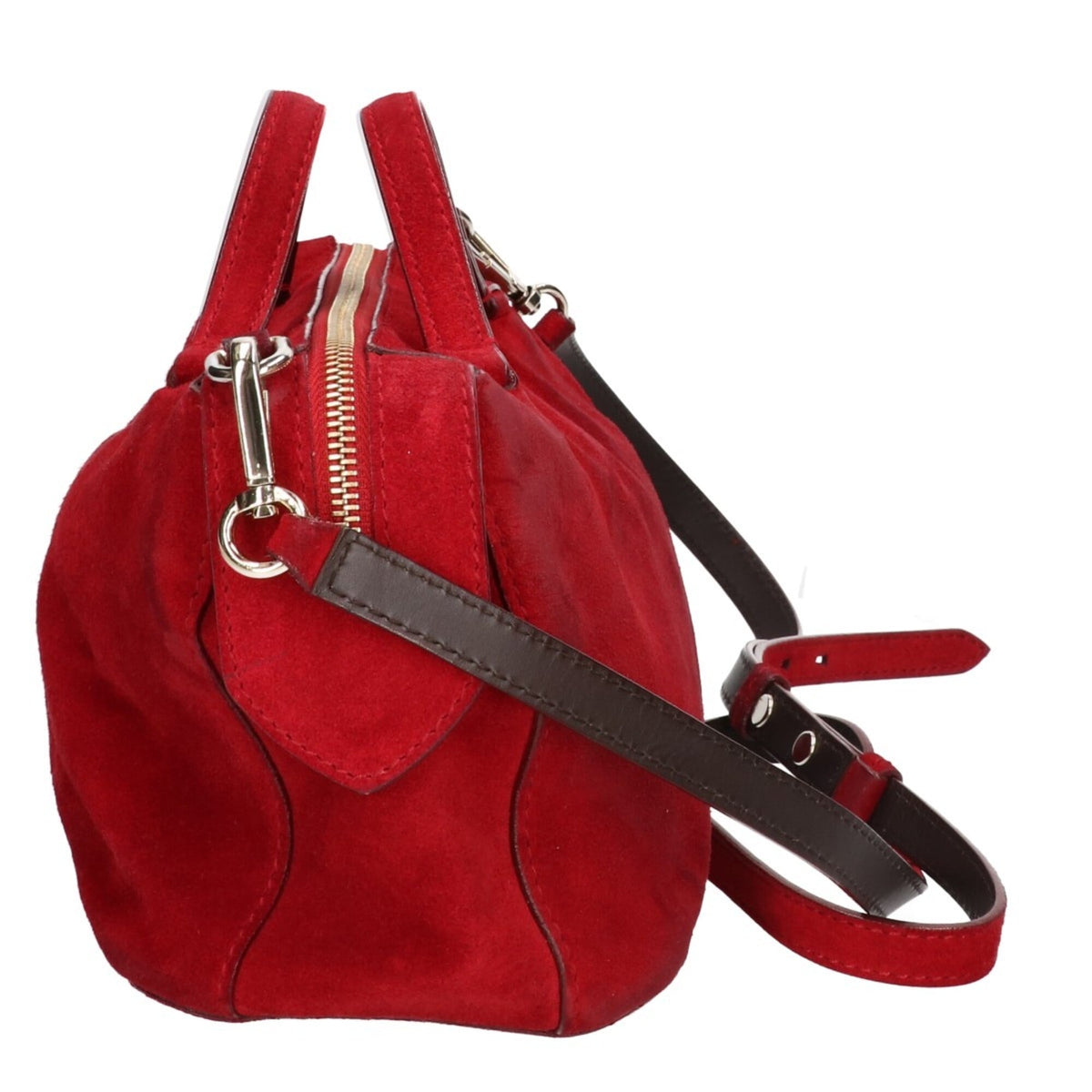 Bally Red Color Suede Handbag (Pre-Owned)