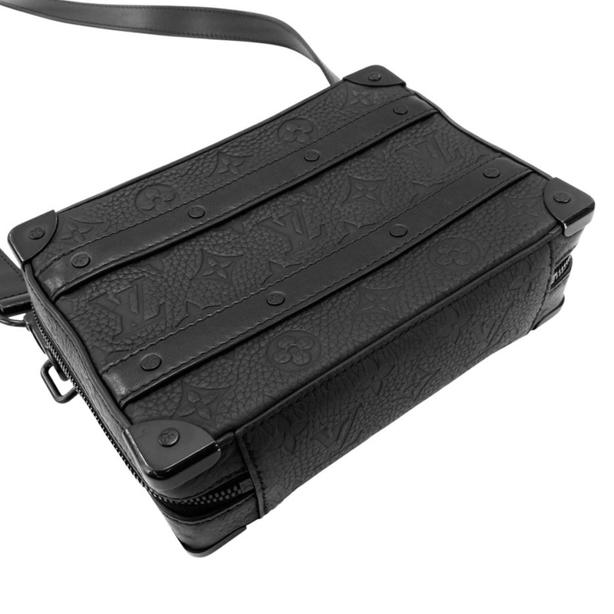 Louis Vuitton Monogram Black Leather Handbag Shoulder Bag (Pre-Owned)