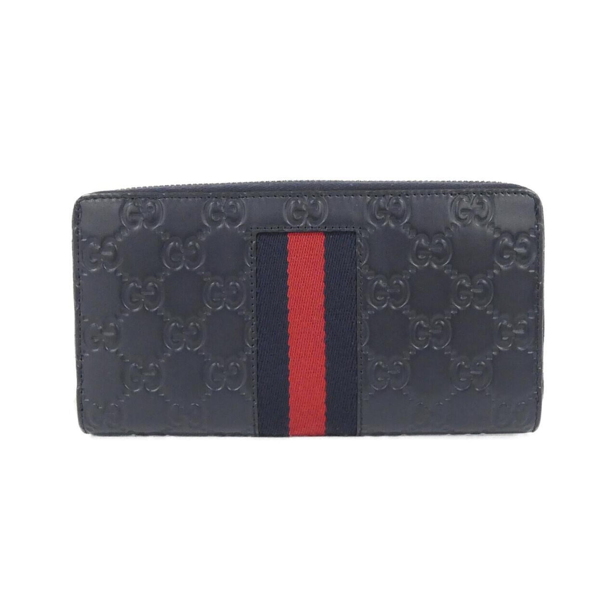 Gucci Blue Navy Leather Long Wallet (Bi-Fold) (Pre-Owned)