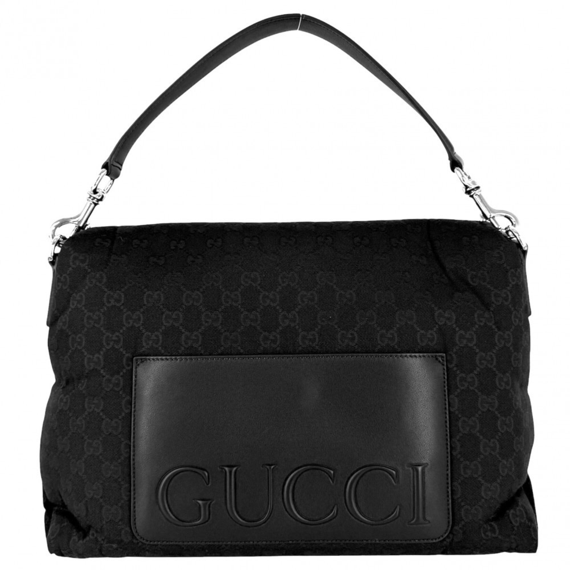 Gucci Black White Gg Canvas Handbag Shoulder Bag (Pre-Owned)