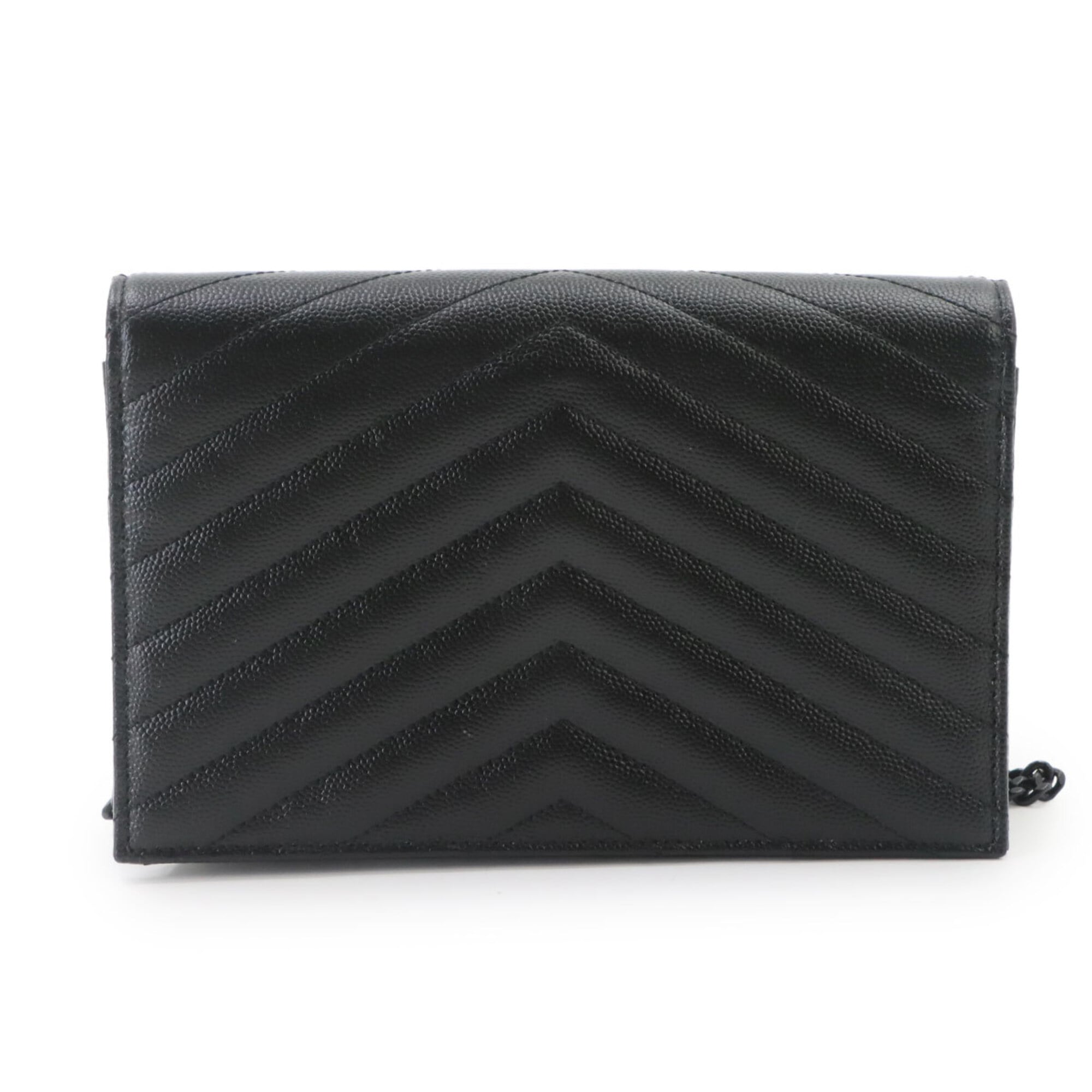 Saint Laurent Black Leather Chain/Shoulder Wallet (Pre-Owned)