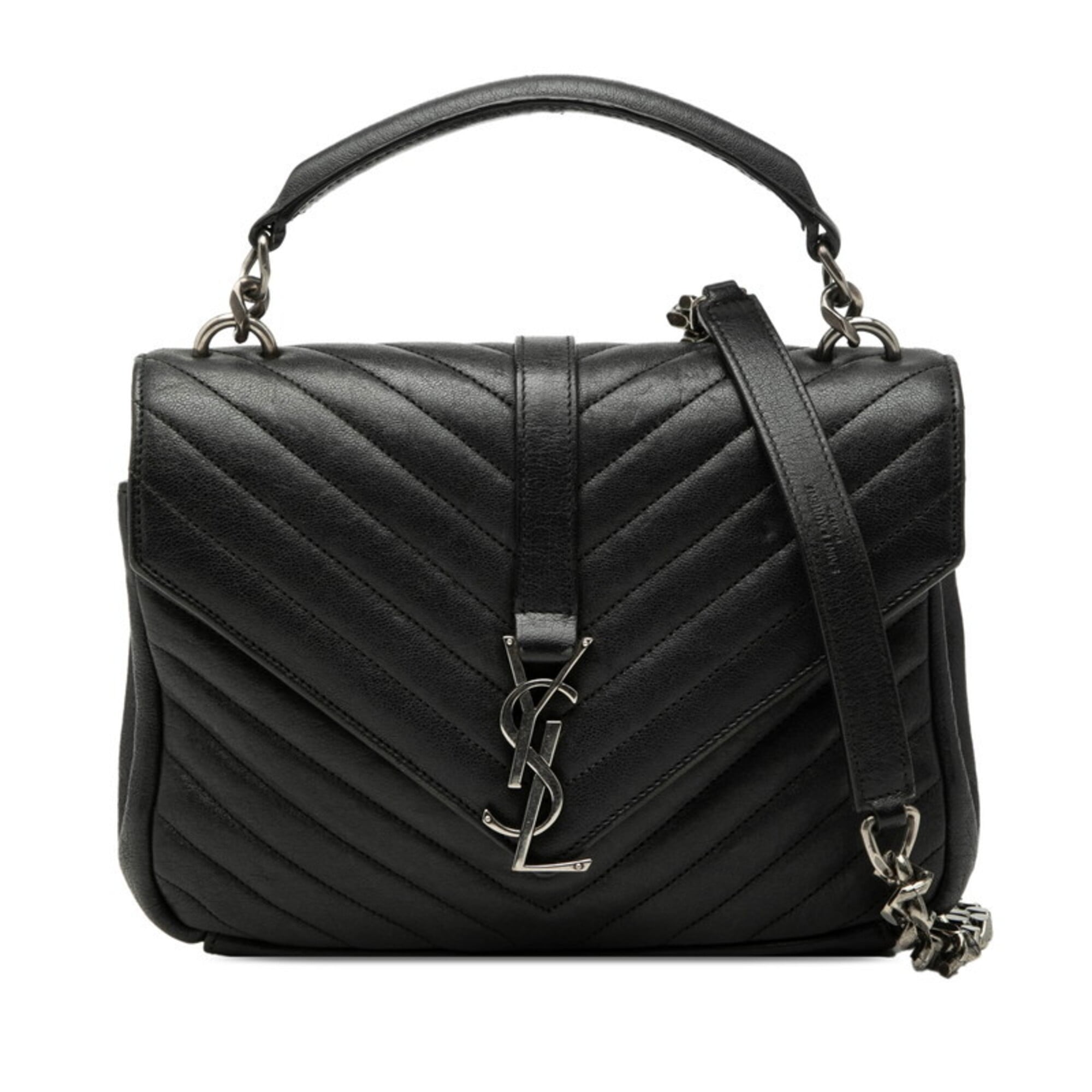 Saint Laurent Black Leather Handbag Shoulder Bag (Pre-Owned)