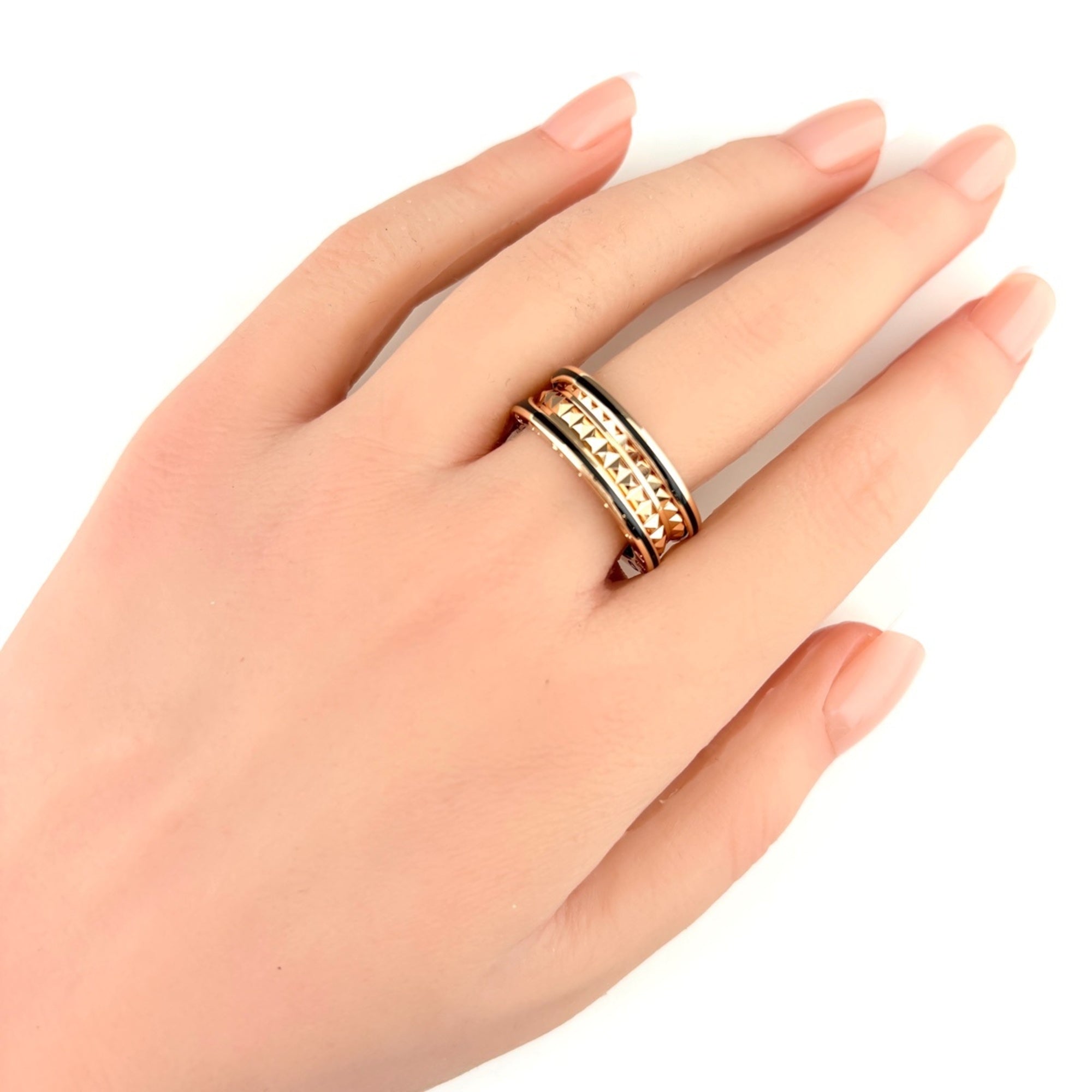 Bvlgari B.Zero1 Black Pink Ceramic Band Ring (Pre-Owned)