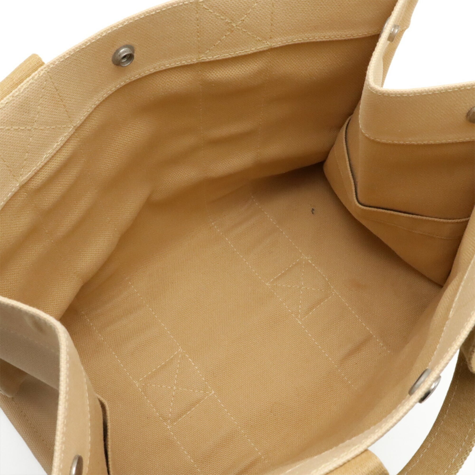 Hermes Beige Canvas Handbag Tote Bag (Pre-Owned)