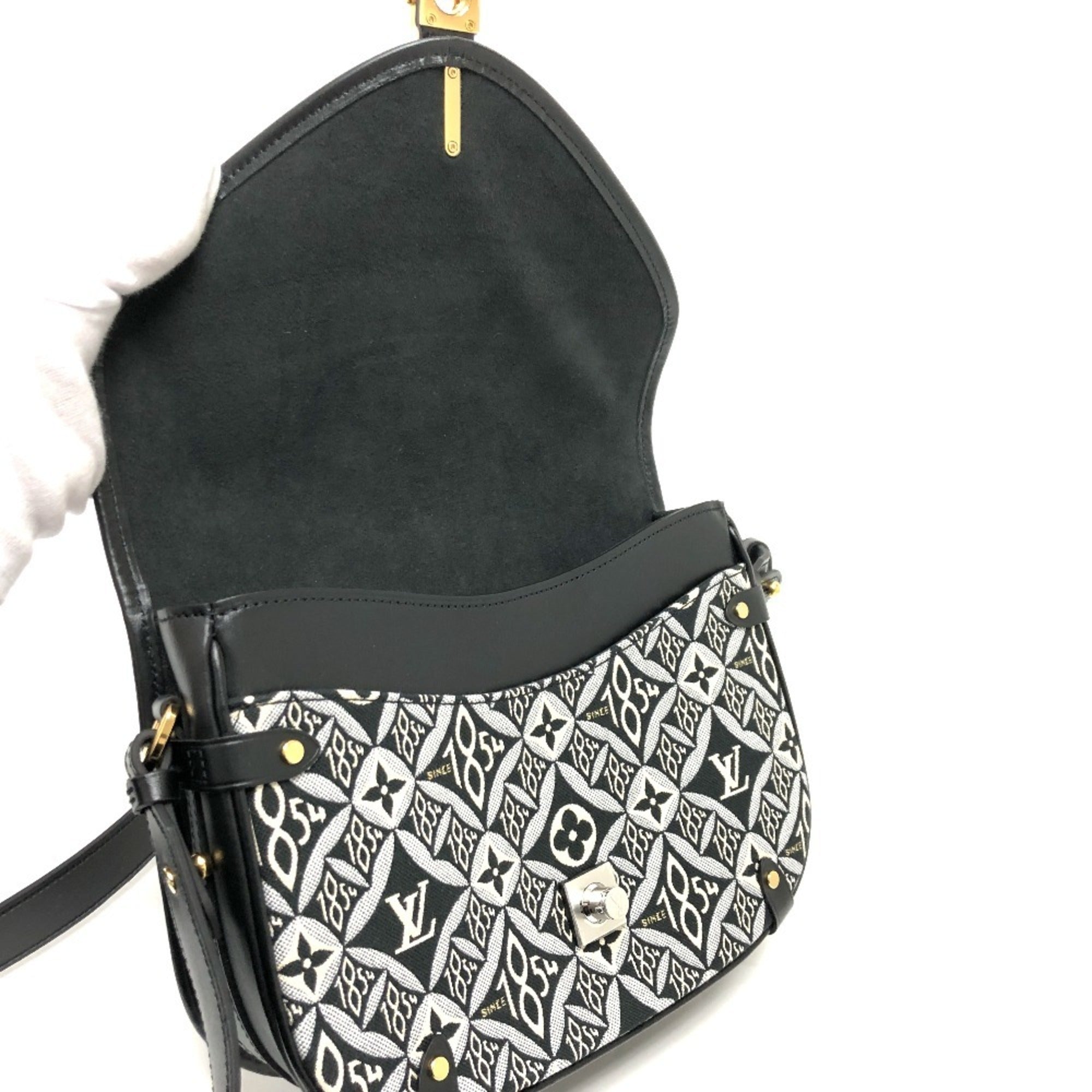 Louis Vuitton Black Navy Canvas Leather Shoulder Bag (Pre-Owned)