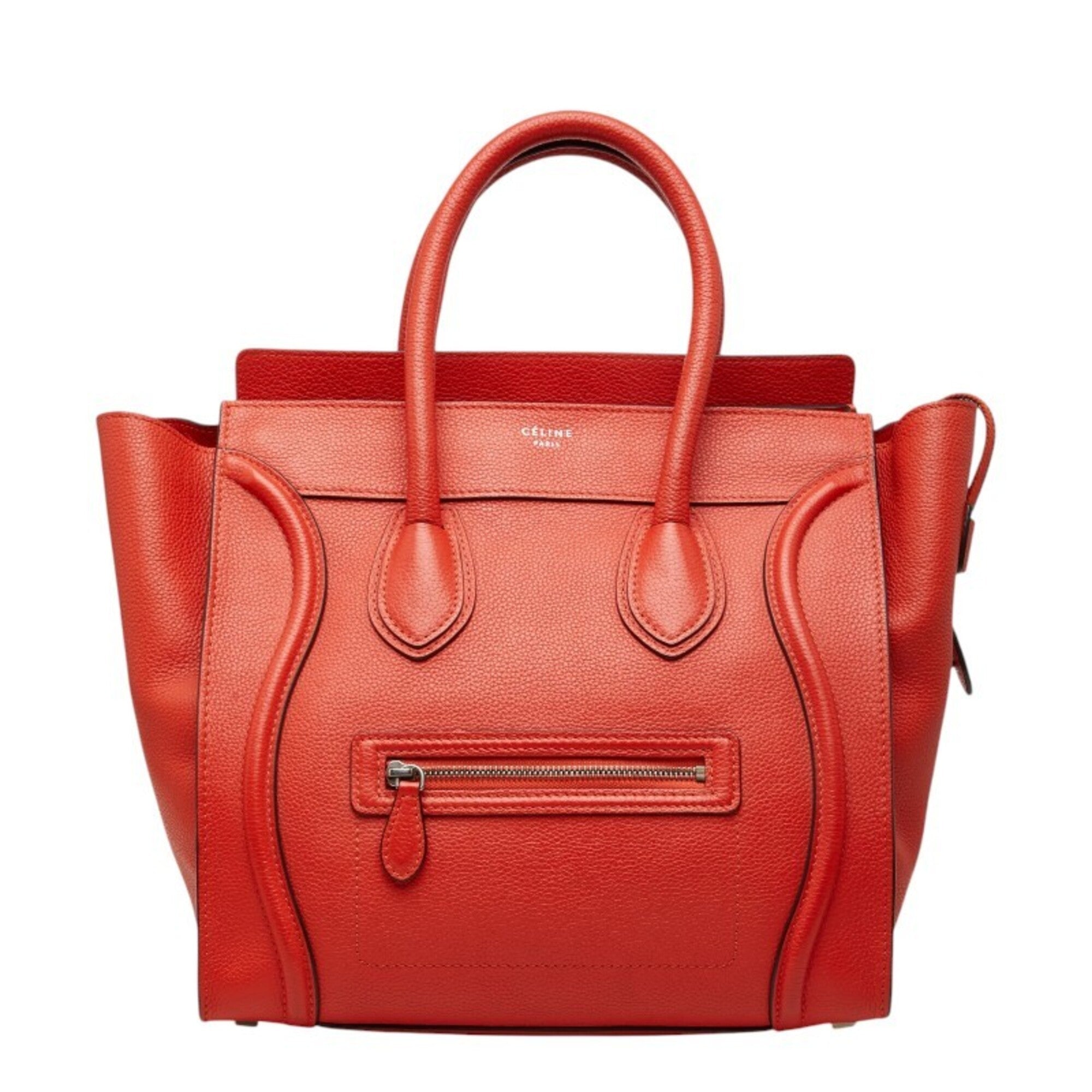 Celine Orange Red Color Leather Handbag (Pre-Owned)