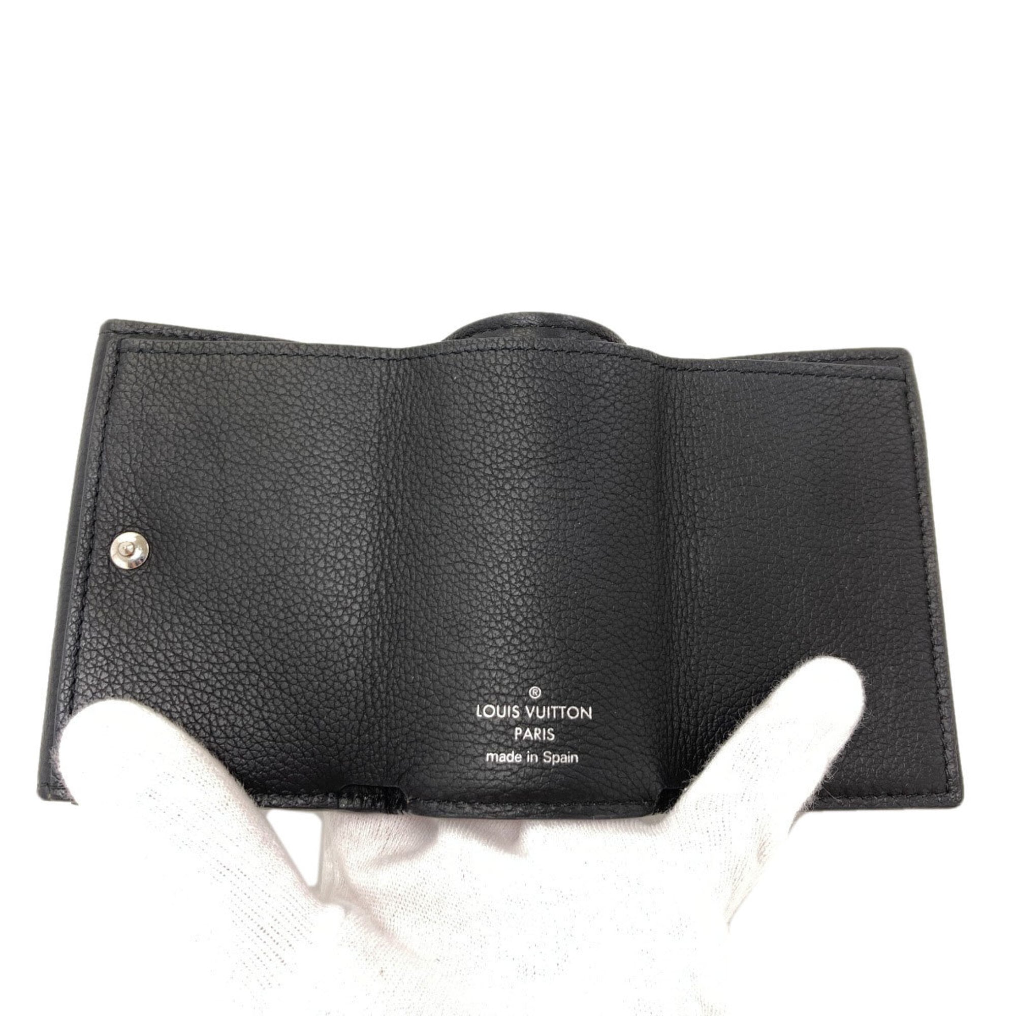 Louis Vuitton Black Leather Wallet (Tri-Fold) (Pre-Owned)