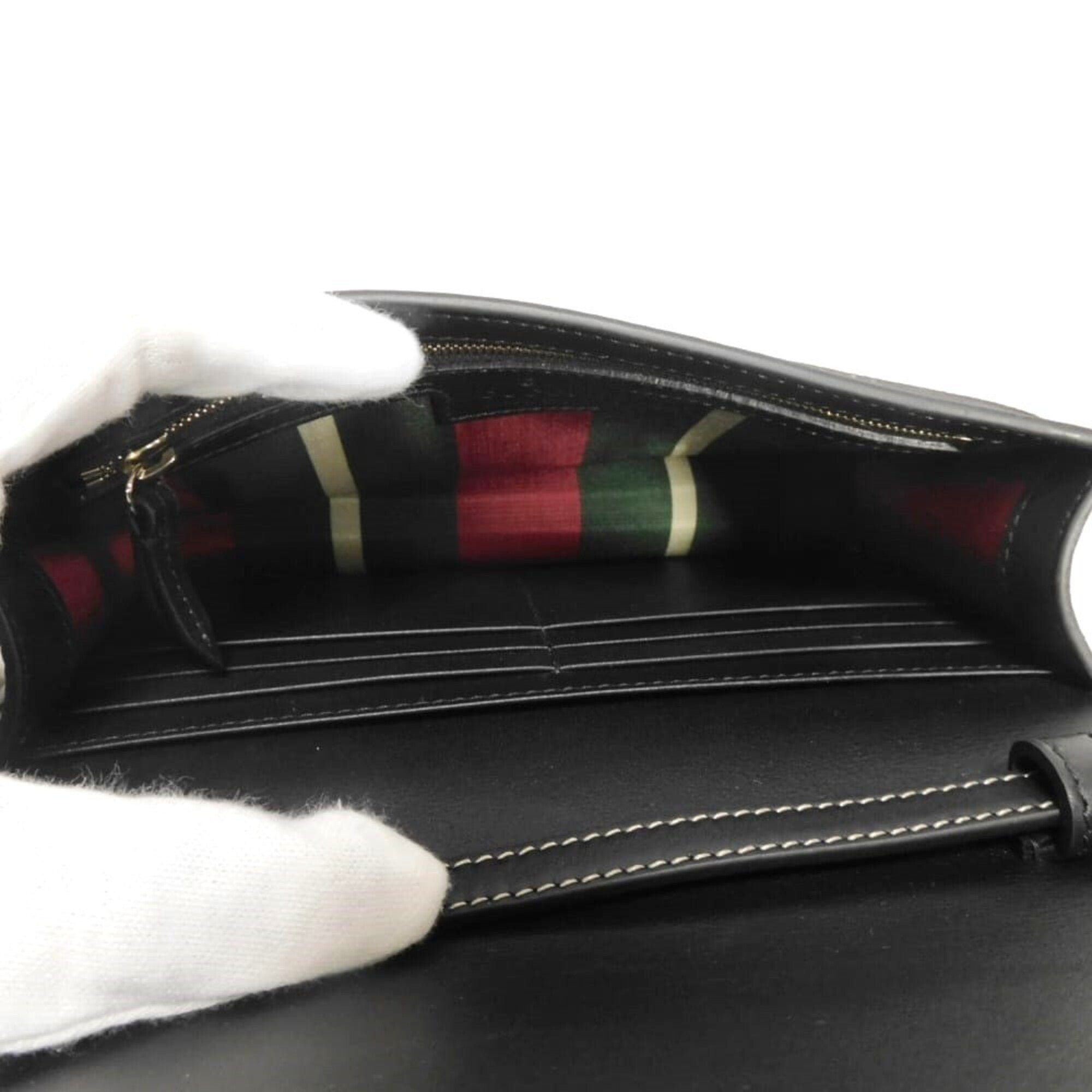 Gucci Beige Black Gg Supreme Leather Shoulder Bag (Pre-Owned)