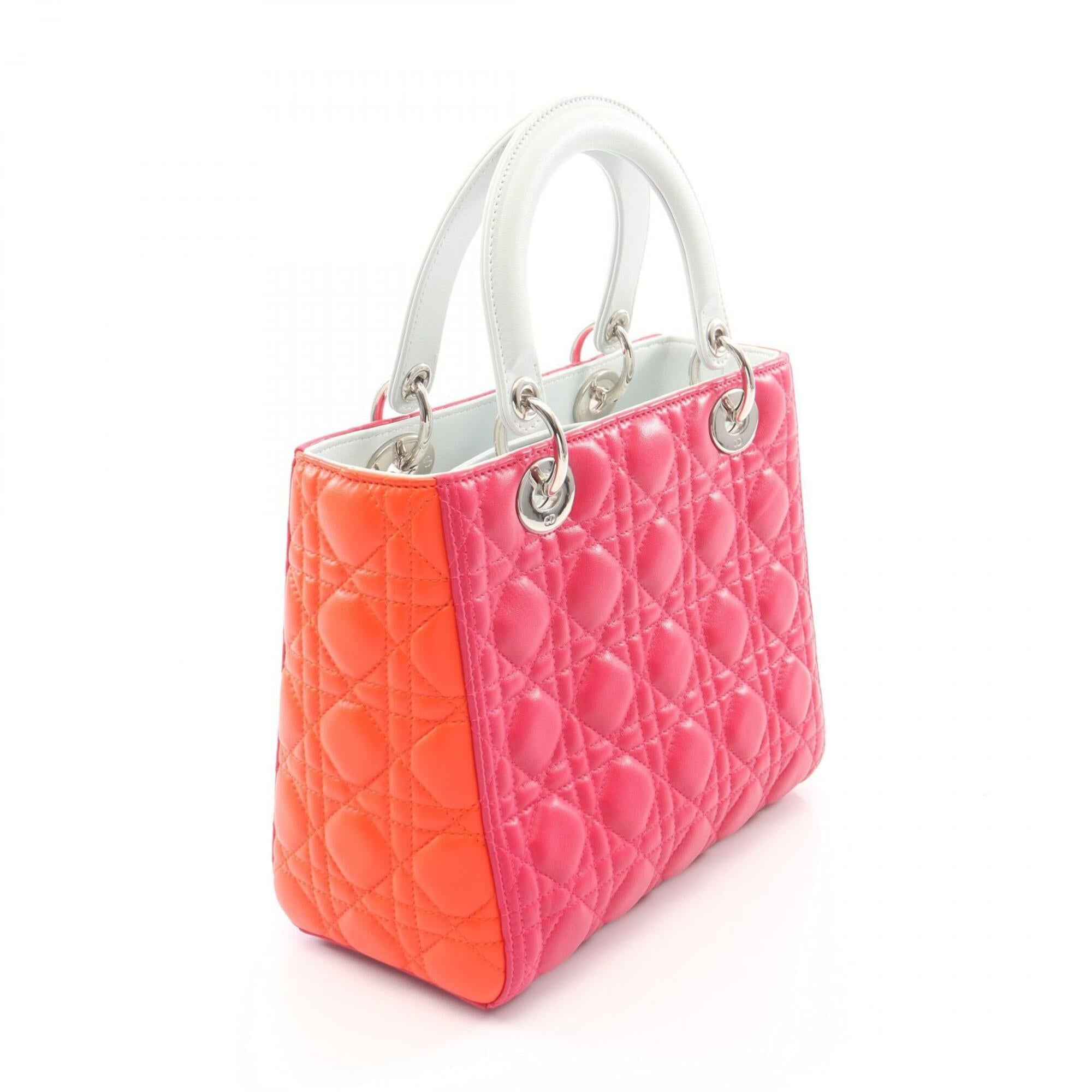 Christian Dior Blue Orange Pink Leather Handbag (Pre-Owned)