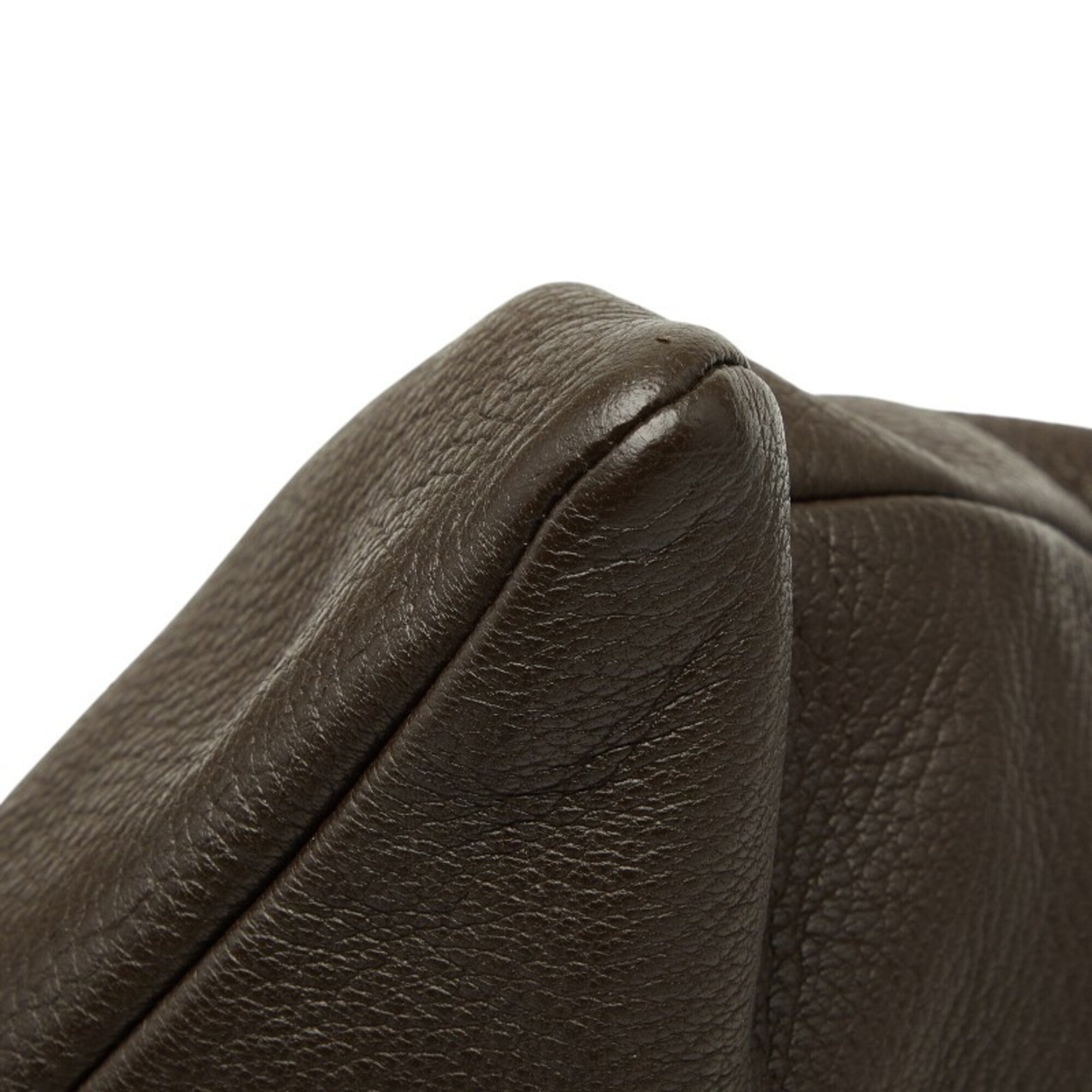 Prada Dark Brown Leather Shoulder Bag (Pre-Owned)