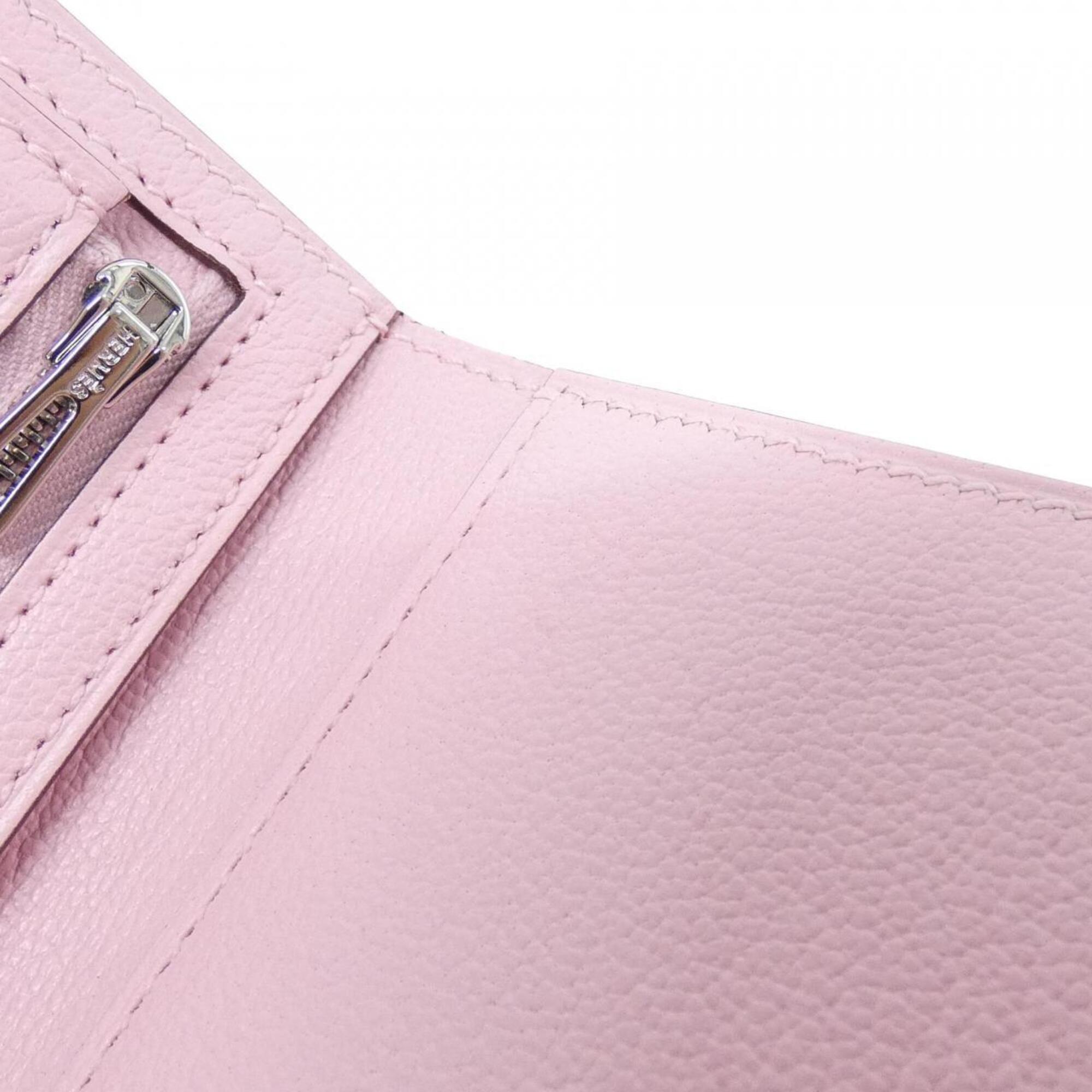 Hermes Rose Sakura Chevre Leather Wallet (Tri-Fold) (Pre-Owned)