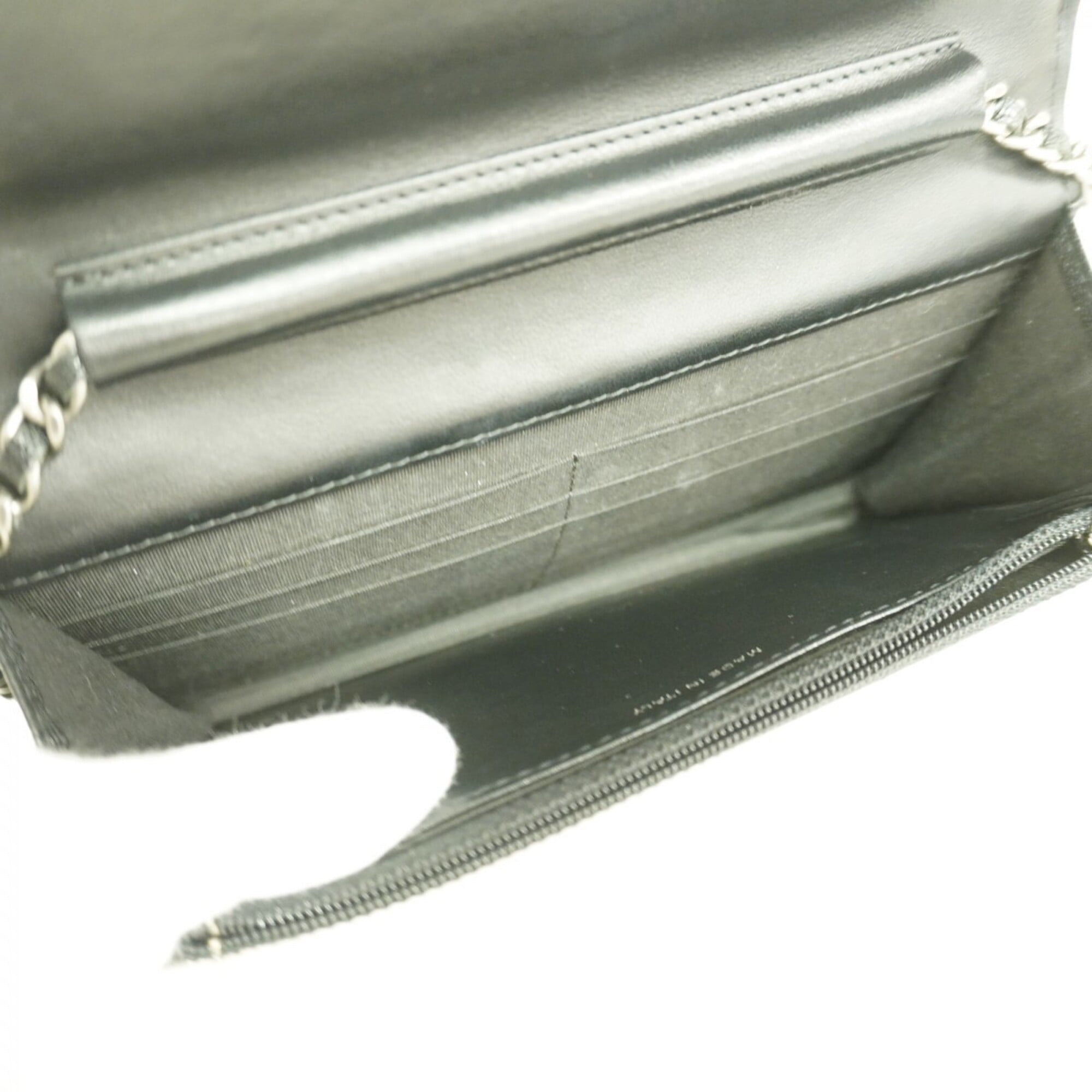 Chanel Black Grained Calfskin Chain/Shoulder Wallet (Pre-Owned)