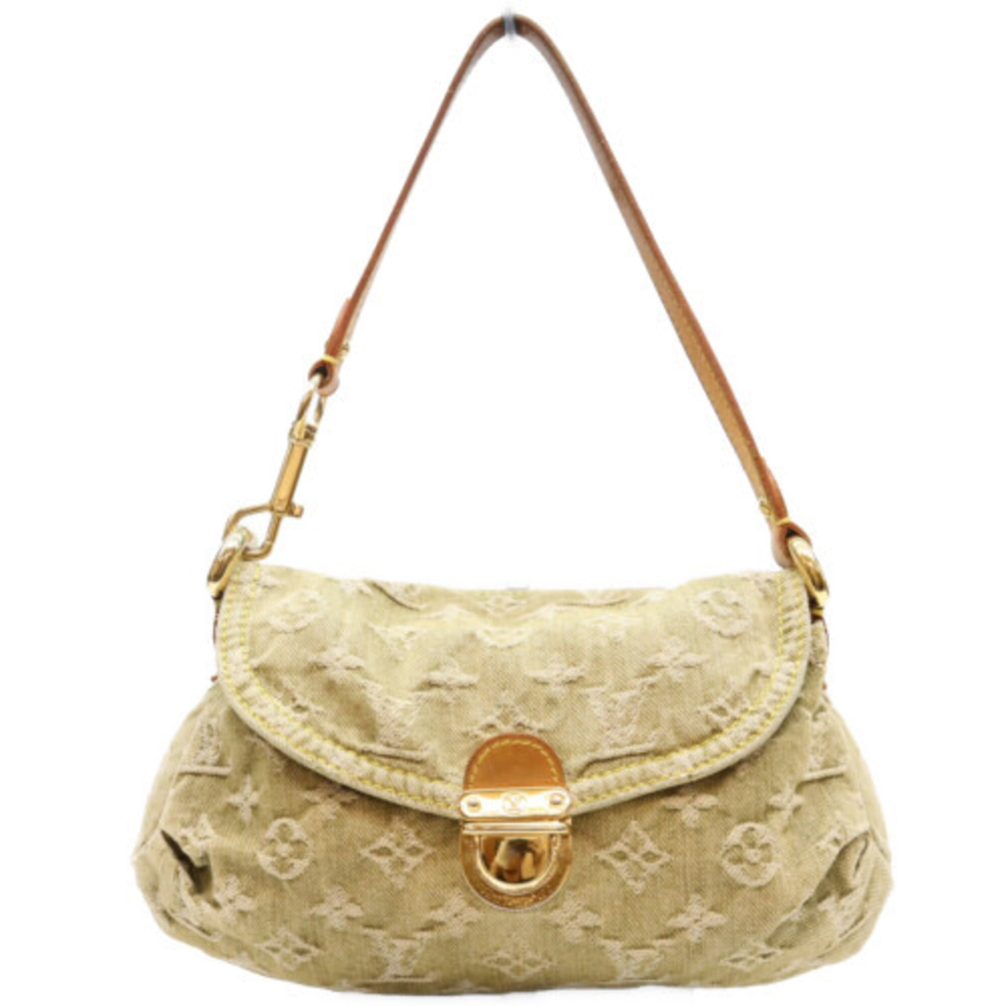 Louis Vuitton Beige Green Monogram Denim Handbag (Pre-Owned)