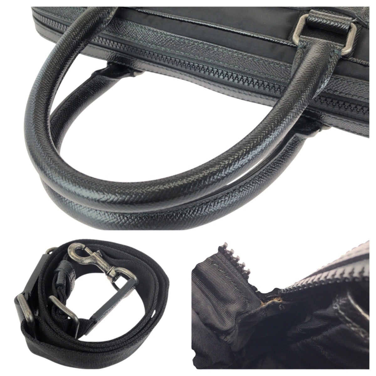 Dolce & Gabbana Black Nylon Leather Briefcase Shoulder Bag (Pre-Owned)