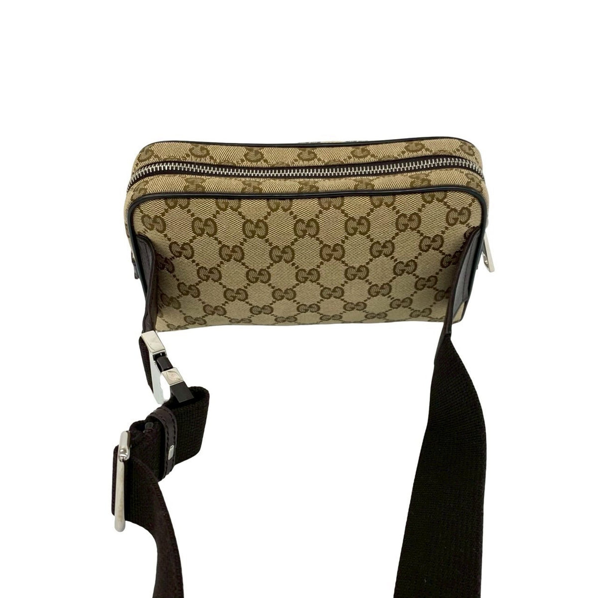 Gucci Brown Canvas Leather Pochette Pouch Sling Bag (Pre-Owned)