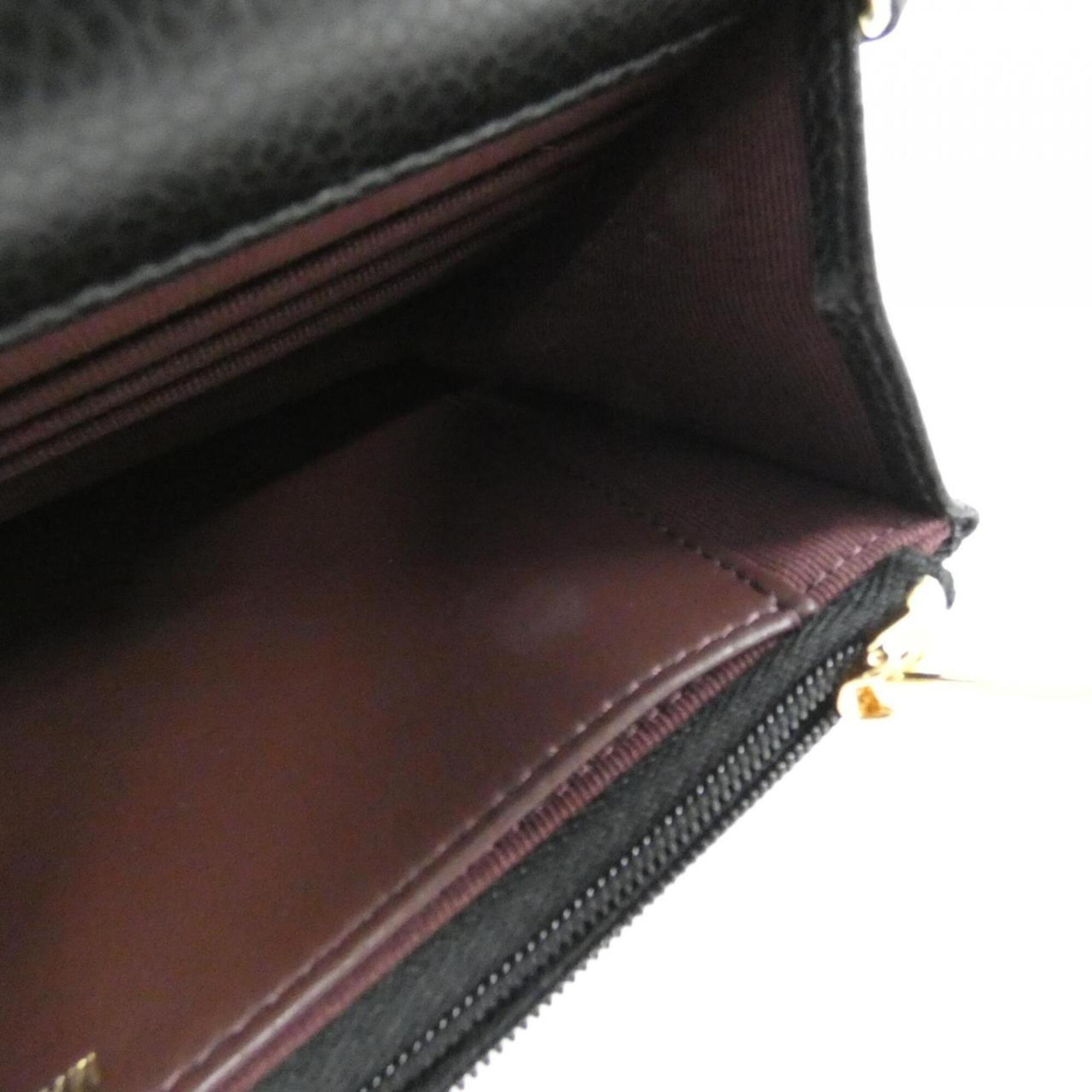 Chanel Black Bordeaux Grained Calfskin Chain/Shoulder Wallet (Pre-Owned)