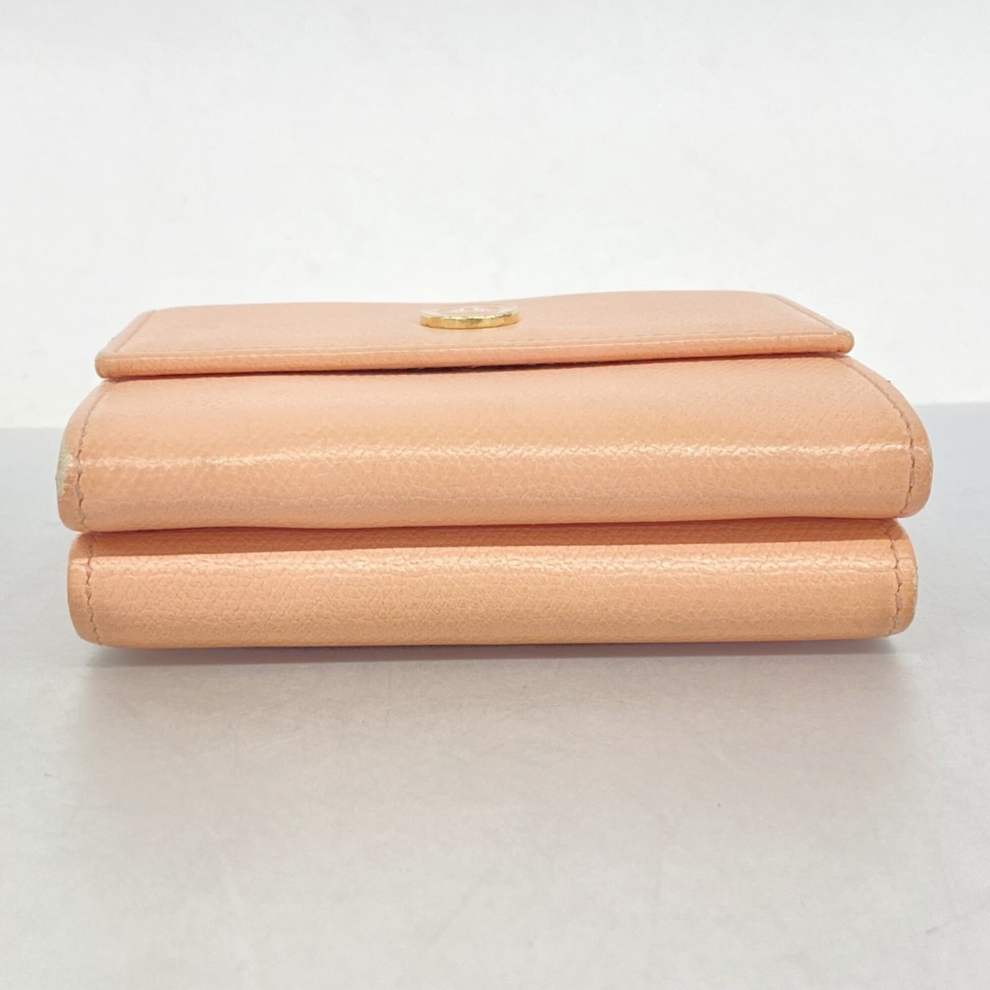 Chanel Pink Leather Long Wallet (Tri-Fold) (Pre-Owned)