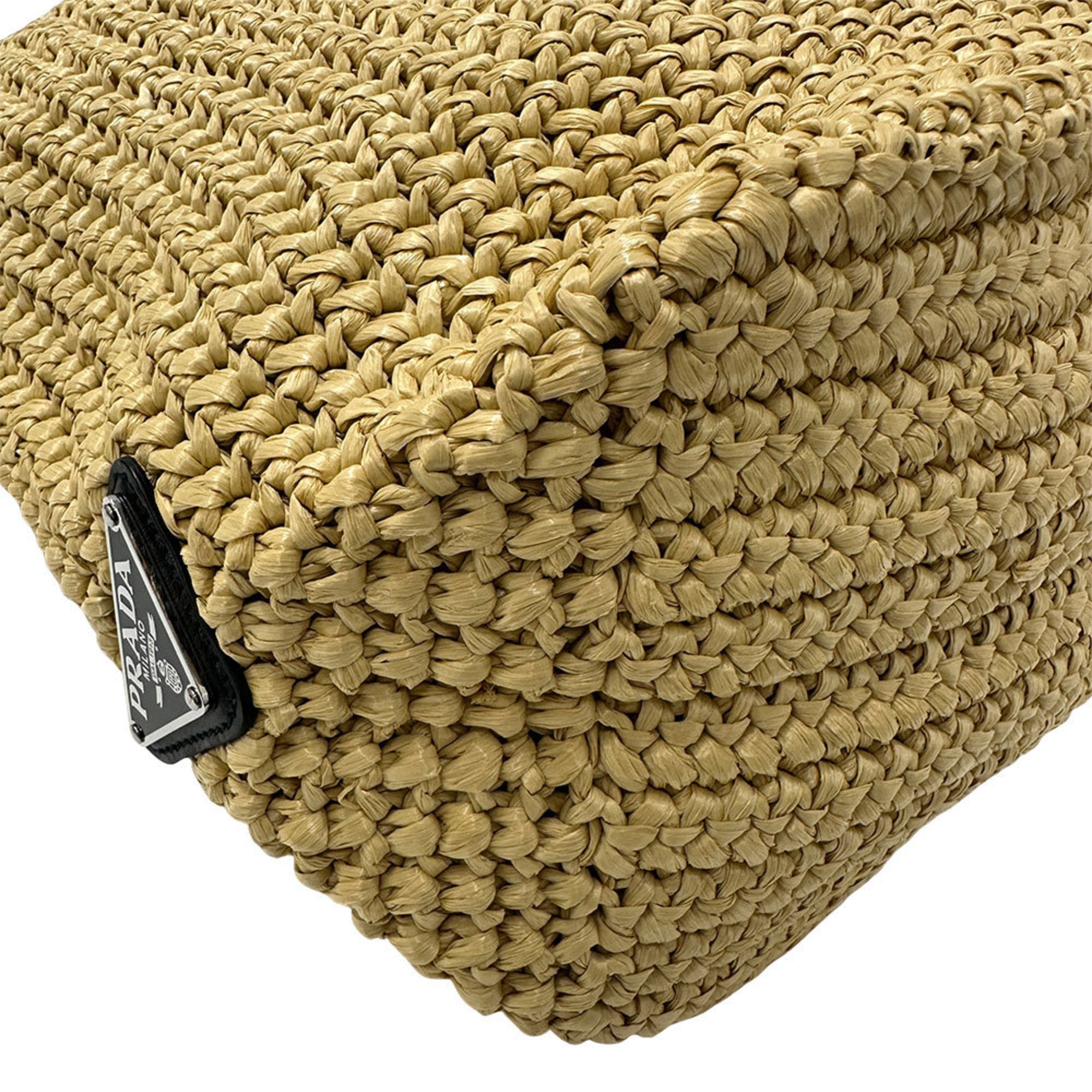 Prada Yellow Raffia Handbag Tote Bag (Pre-Owned)