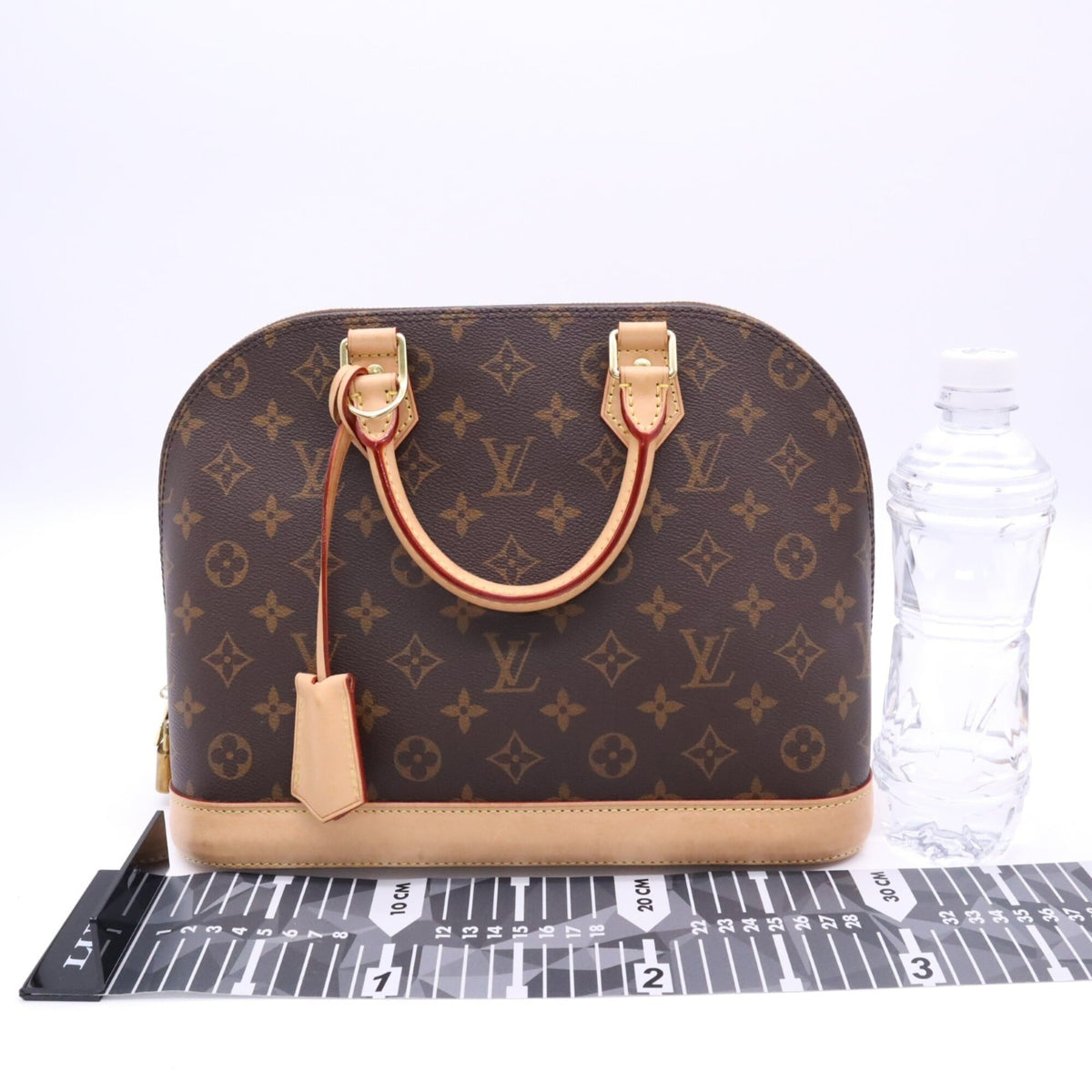 Louis Vuitton Beige Brown Coated Canvas Leather Handbag (Pre-Owned)