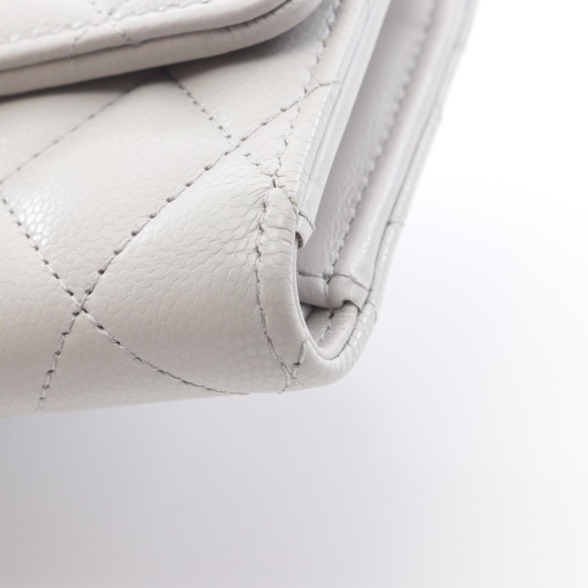 Chanel Gray Grained Calfskin Wallet (Tri-Fold) (Pre-Owned)