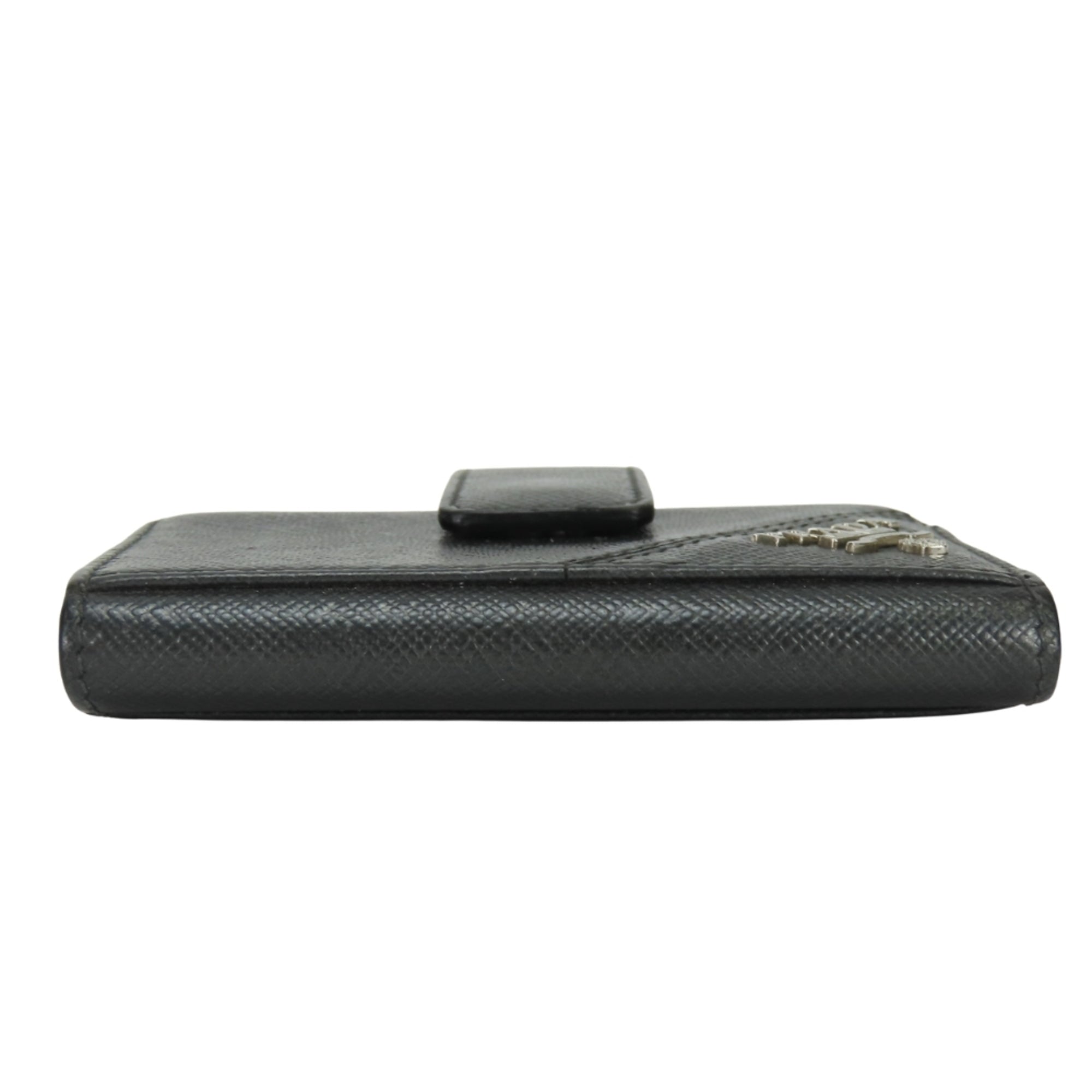 Prada Black Metallic Gray Leather Bill Wallet (Bi-Fold) (Pre-Owned)