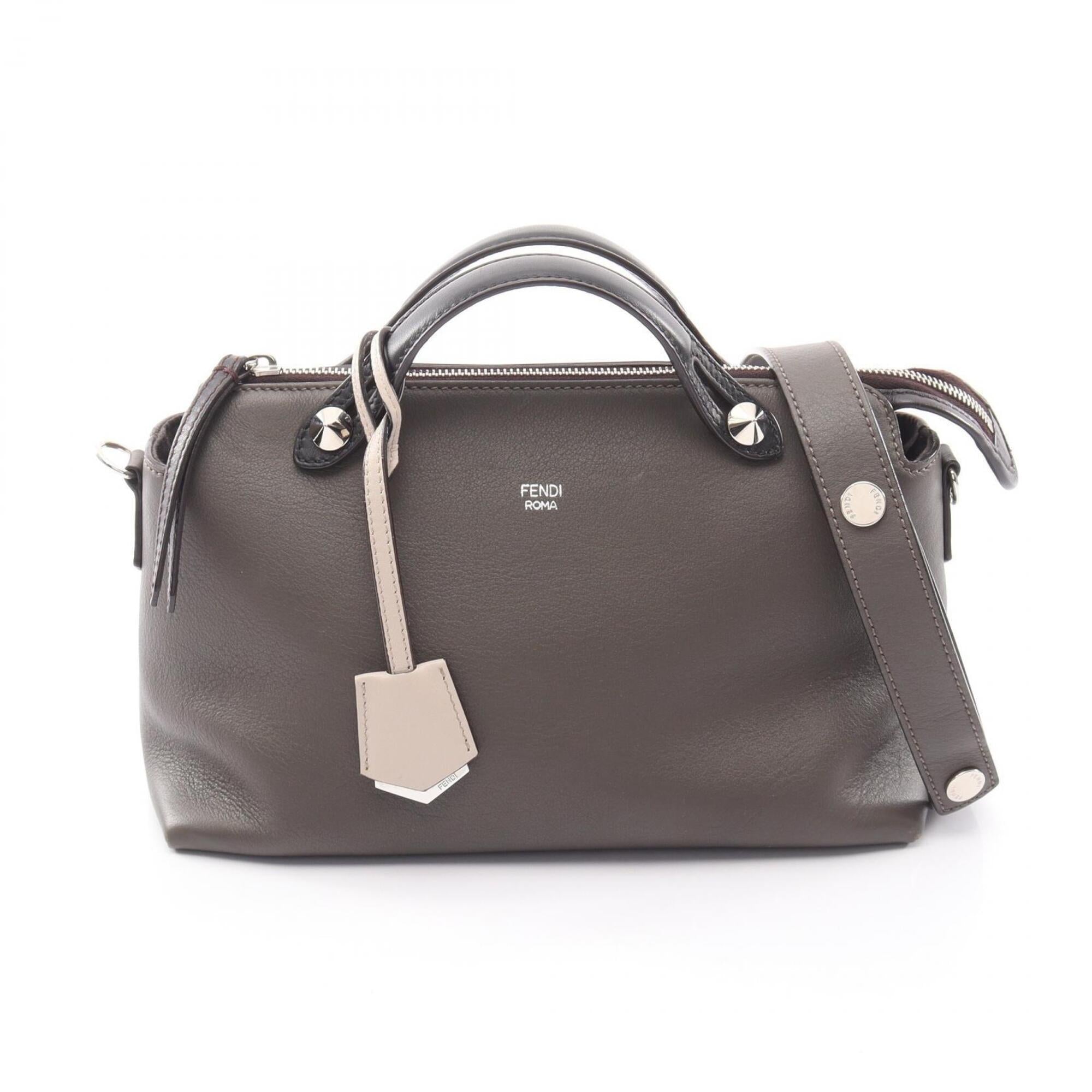 Fendi Black Gray Leather Handbag (Pre-Owned)
