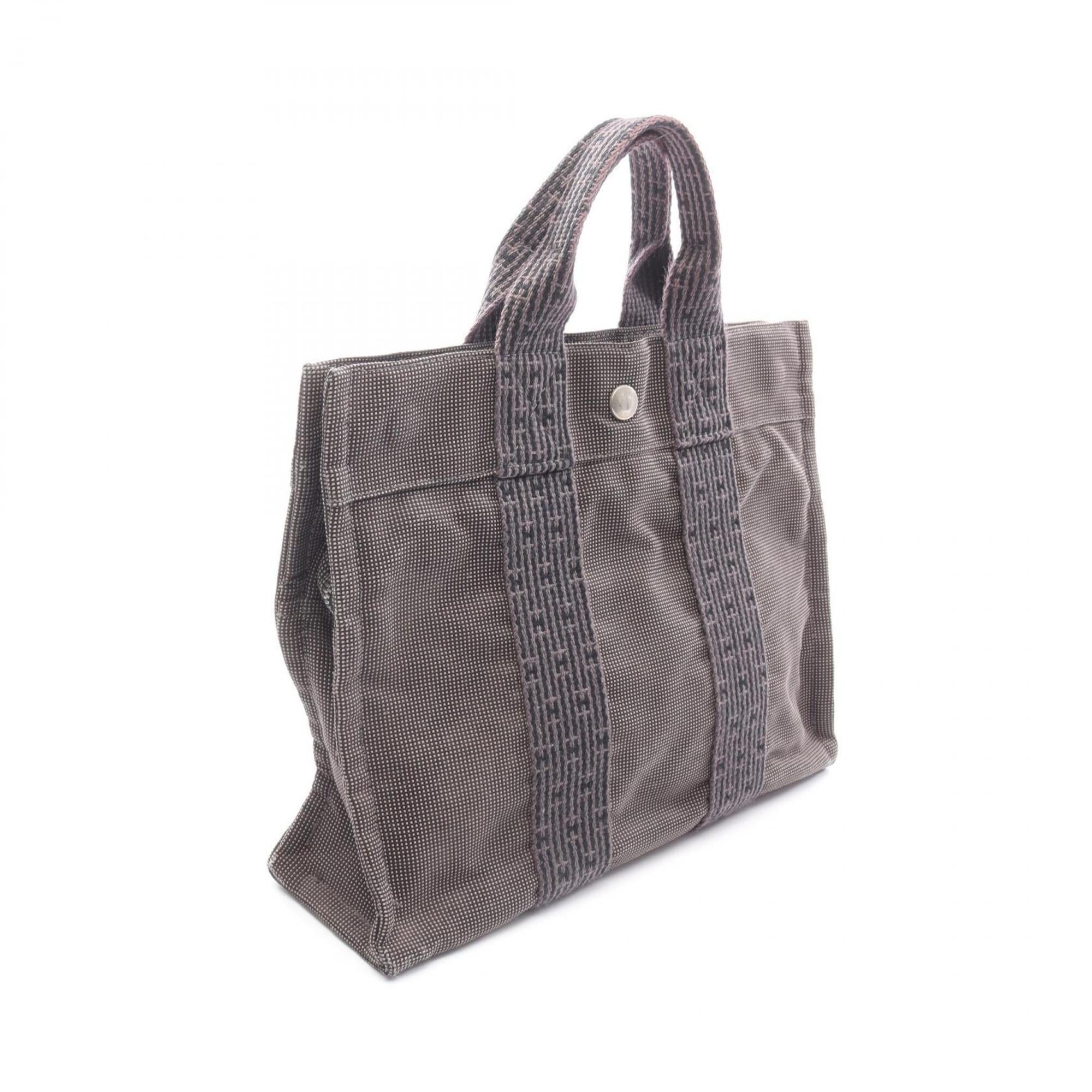 Hermes Gray Canvas Handbag Tote Bag (Pre-Owned)