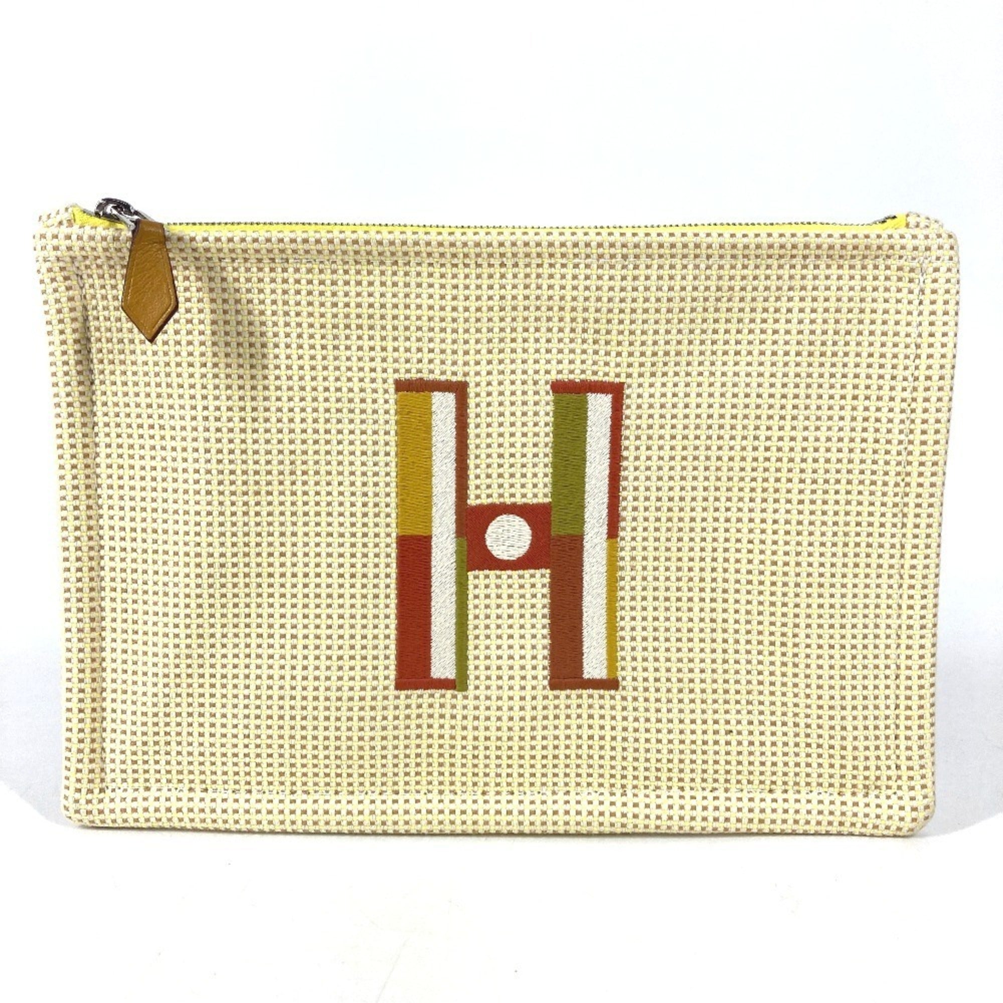 Hermes Yellow Embroidery Clutch Bag Handbag Pouch (Pre-Owned)