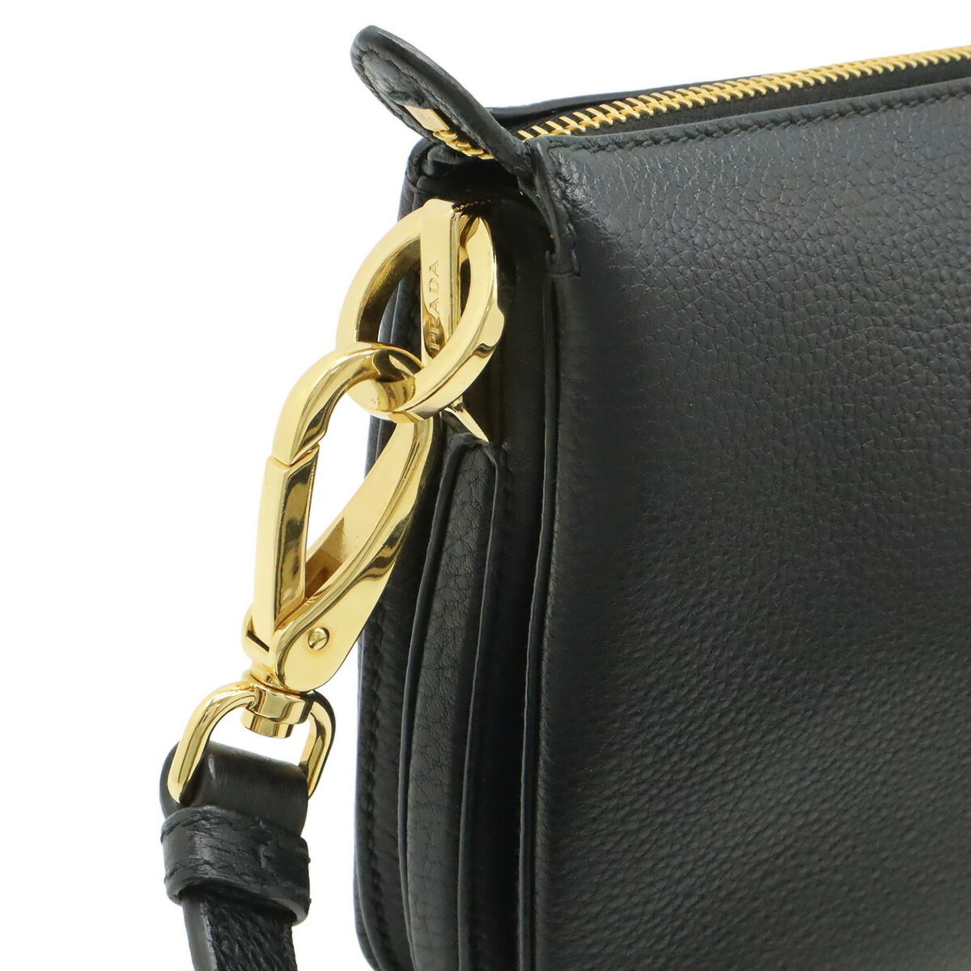Prada Black Nero White Leather Clutch Bag Shoulder Bag (Pre-Owned)