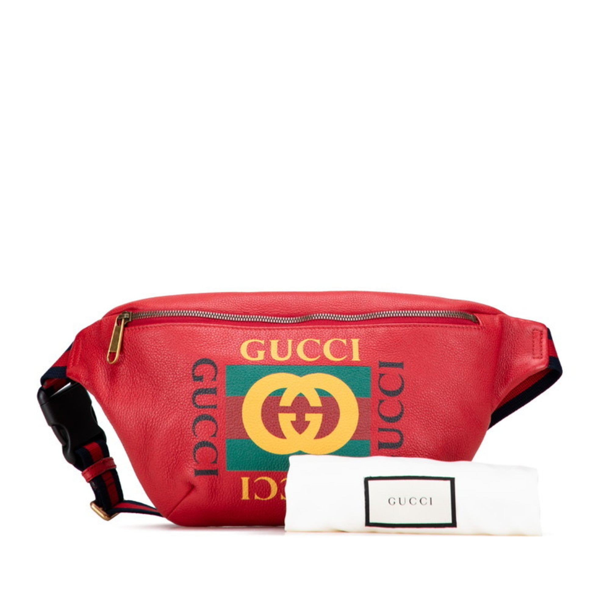 Gucci Sherry Line Red Color Leather Fanny Pack (Pre-Owned)