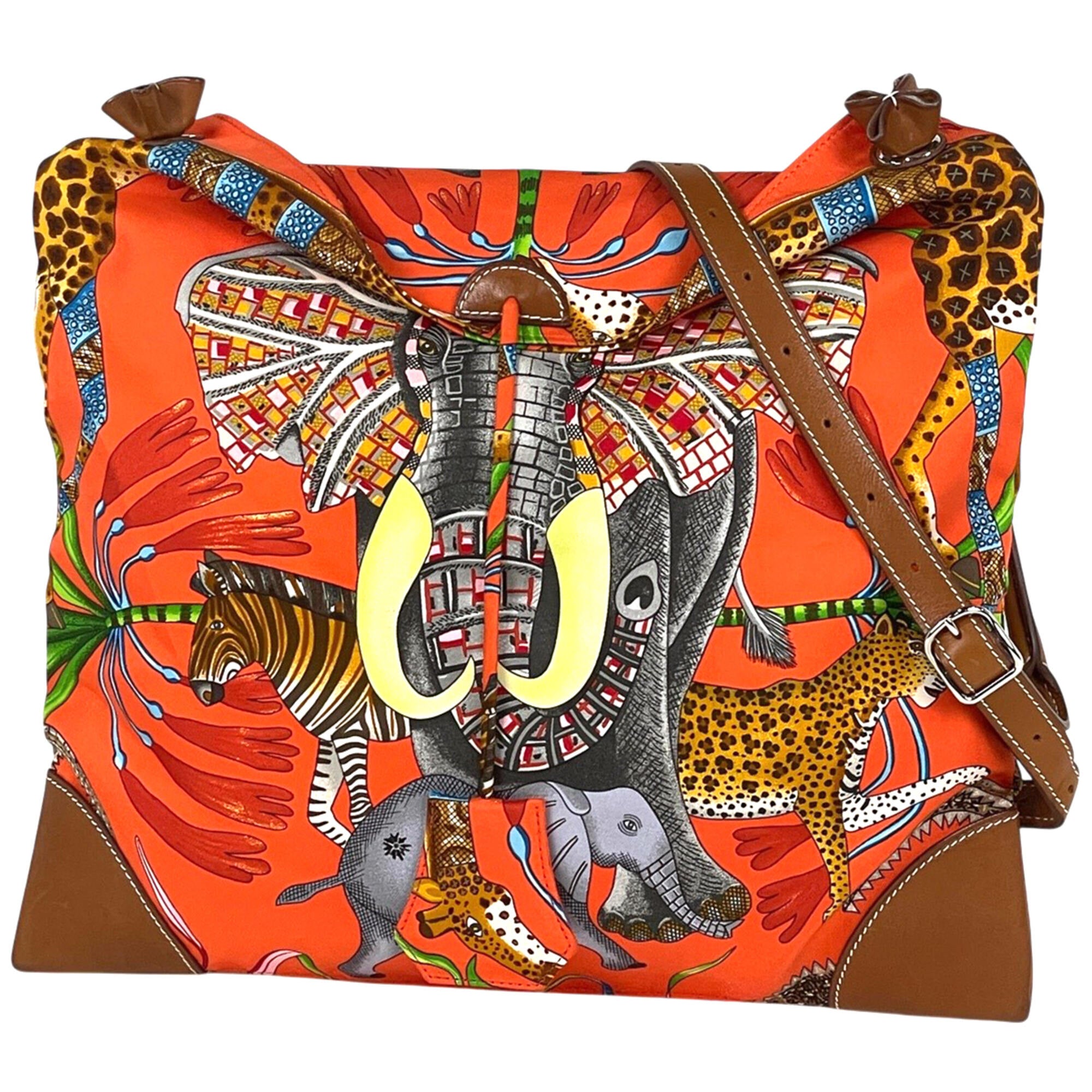 Hermes Multi-Color Orange Silk Shoulder Bag (Pre-Owned)