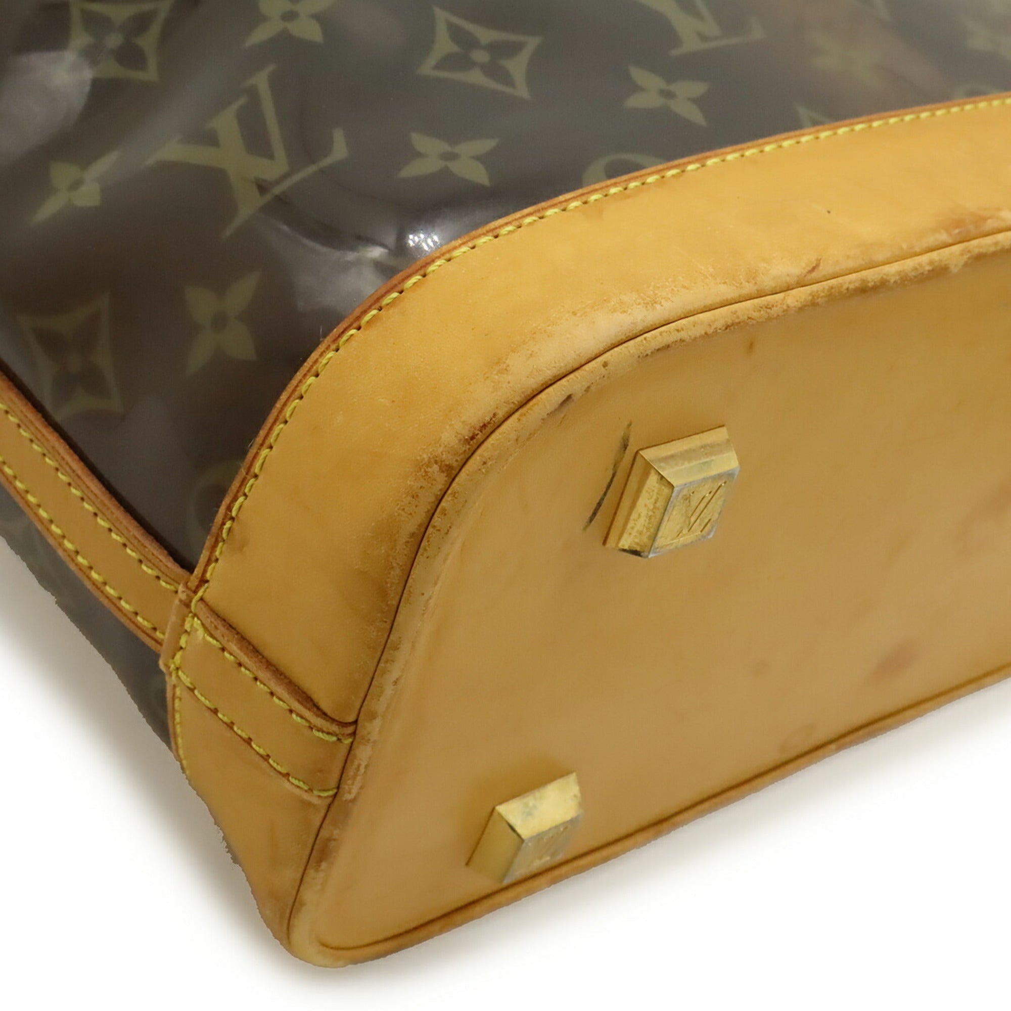 Louis Vuitton Brown Leather Vinyl Pouch Tote Bag (Pre-Owned)