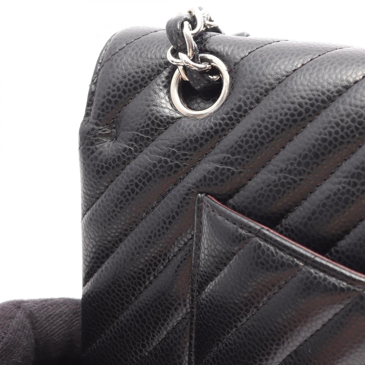 Chanel Black Grained Calfskin Handbag Shoulder Bag (Pre-Owned)