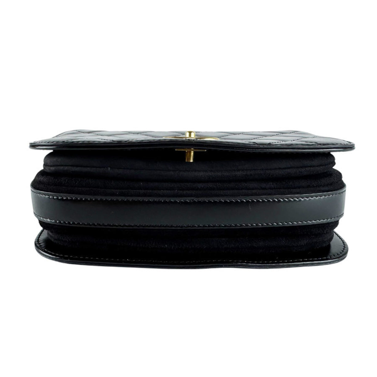 Chanel Black Leather Suede Messenger Bag Shoulder Bag (Pre-Owned)
