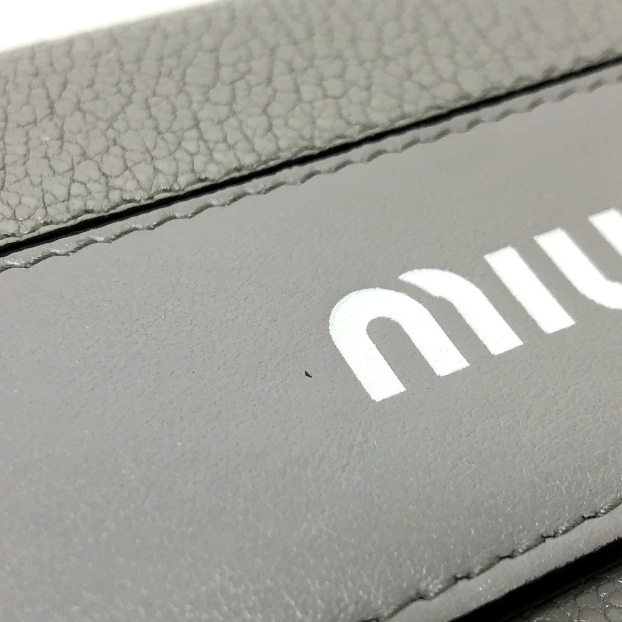 Miu Miu Gray Leather Long Wallet (Bi-Fold) (Pre-Owned)