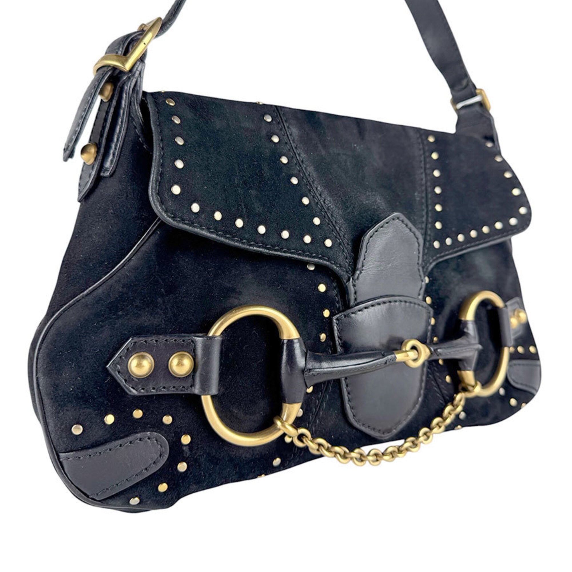 Gucci Black Suede Leather Handbag (Pre-Owned)