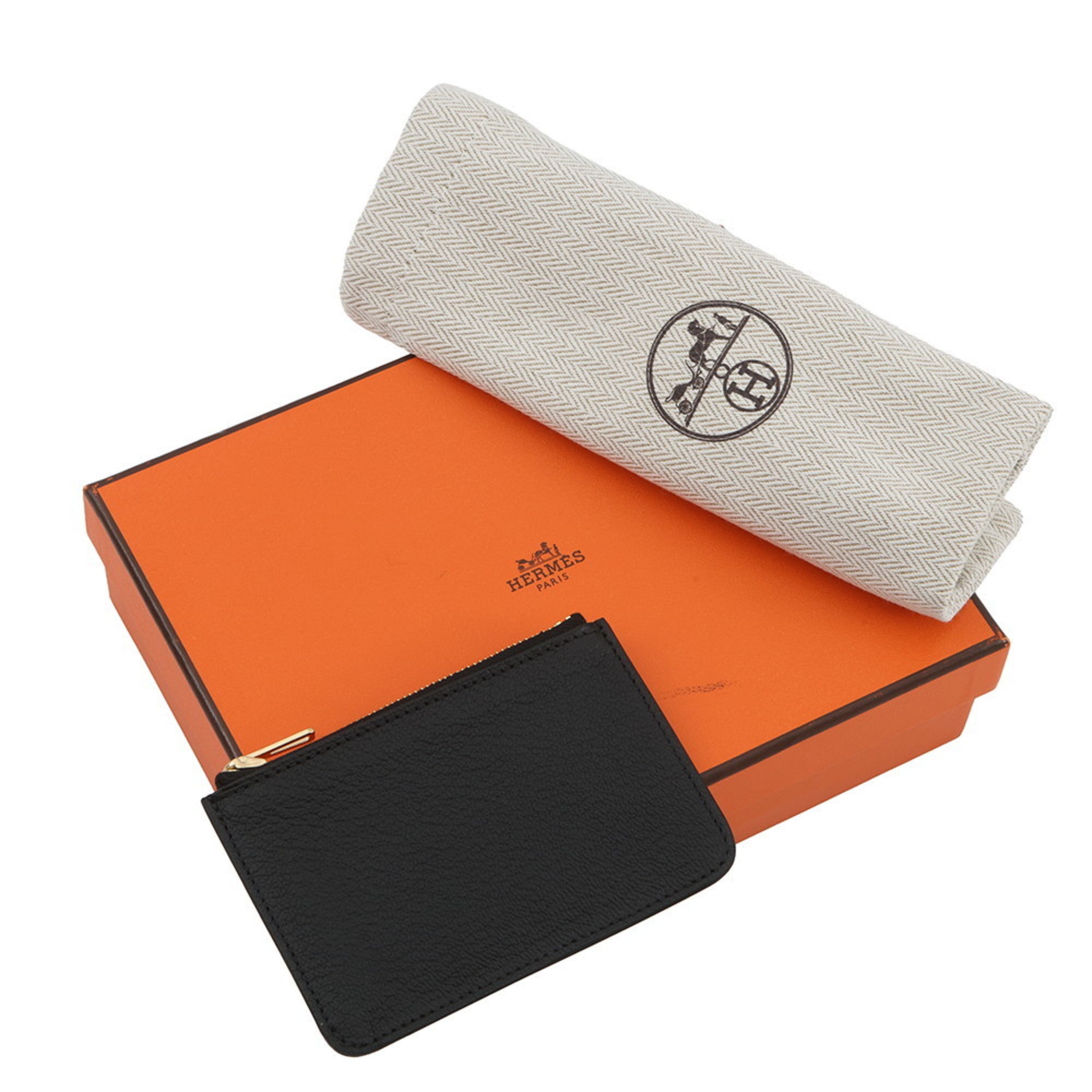 Hermes Black Chevre Myzore Leather Coin Purse/Coin Case (Pre-Owned)