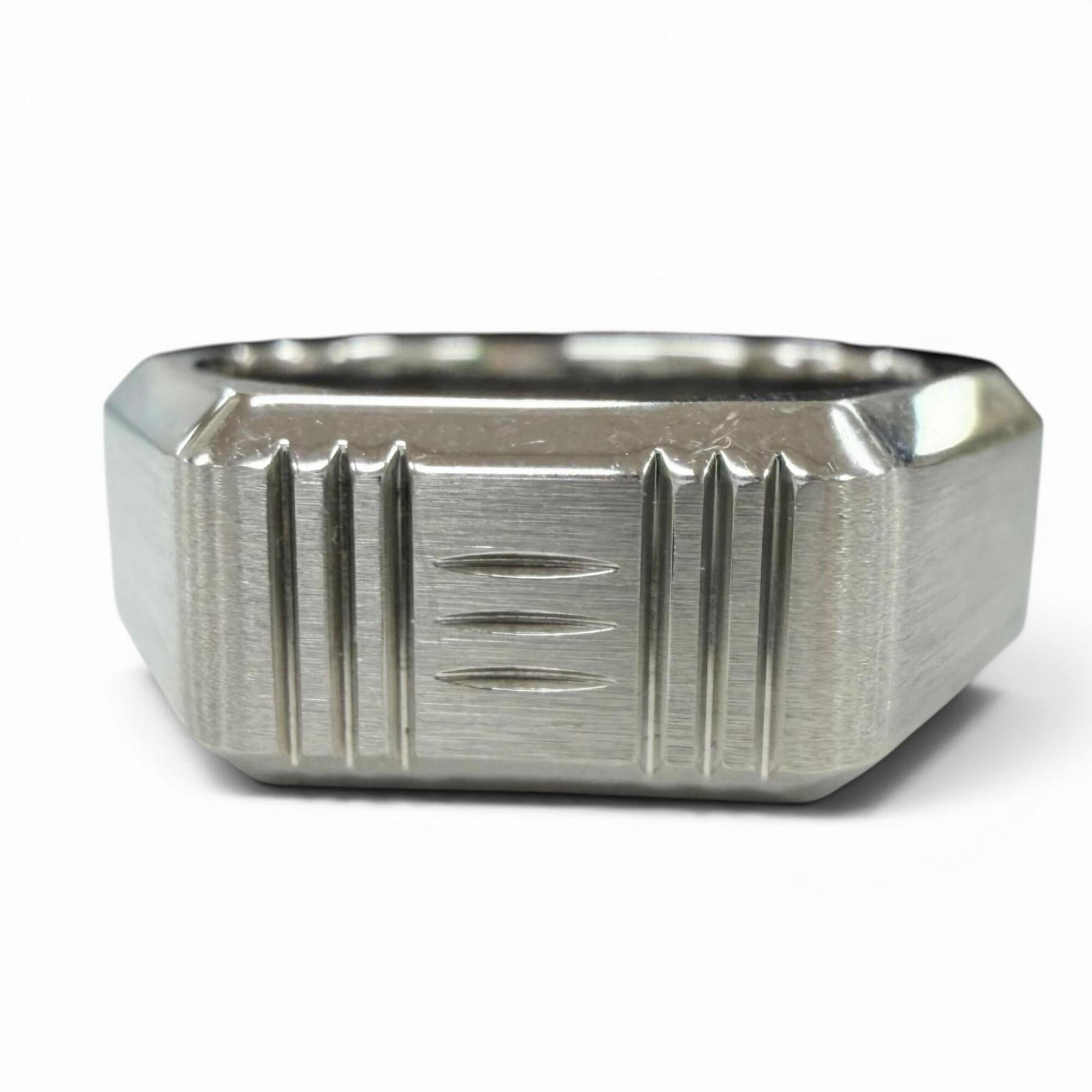 Hermes Silver Stainless Steel Band Ring (Pre-Owned)