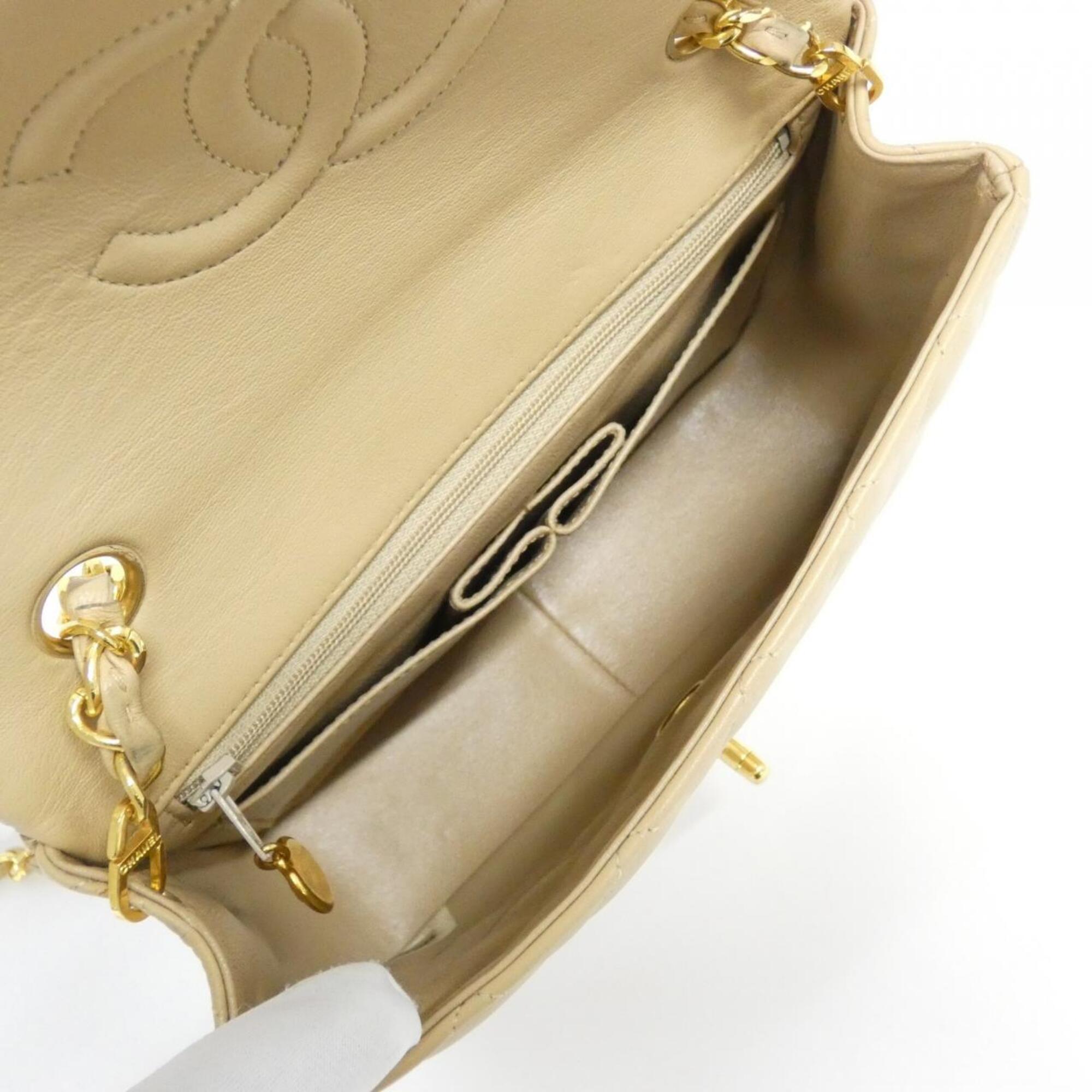 Chanel Dark Beige Leather Shoulder Bag (Pre-Owned)