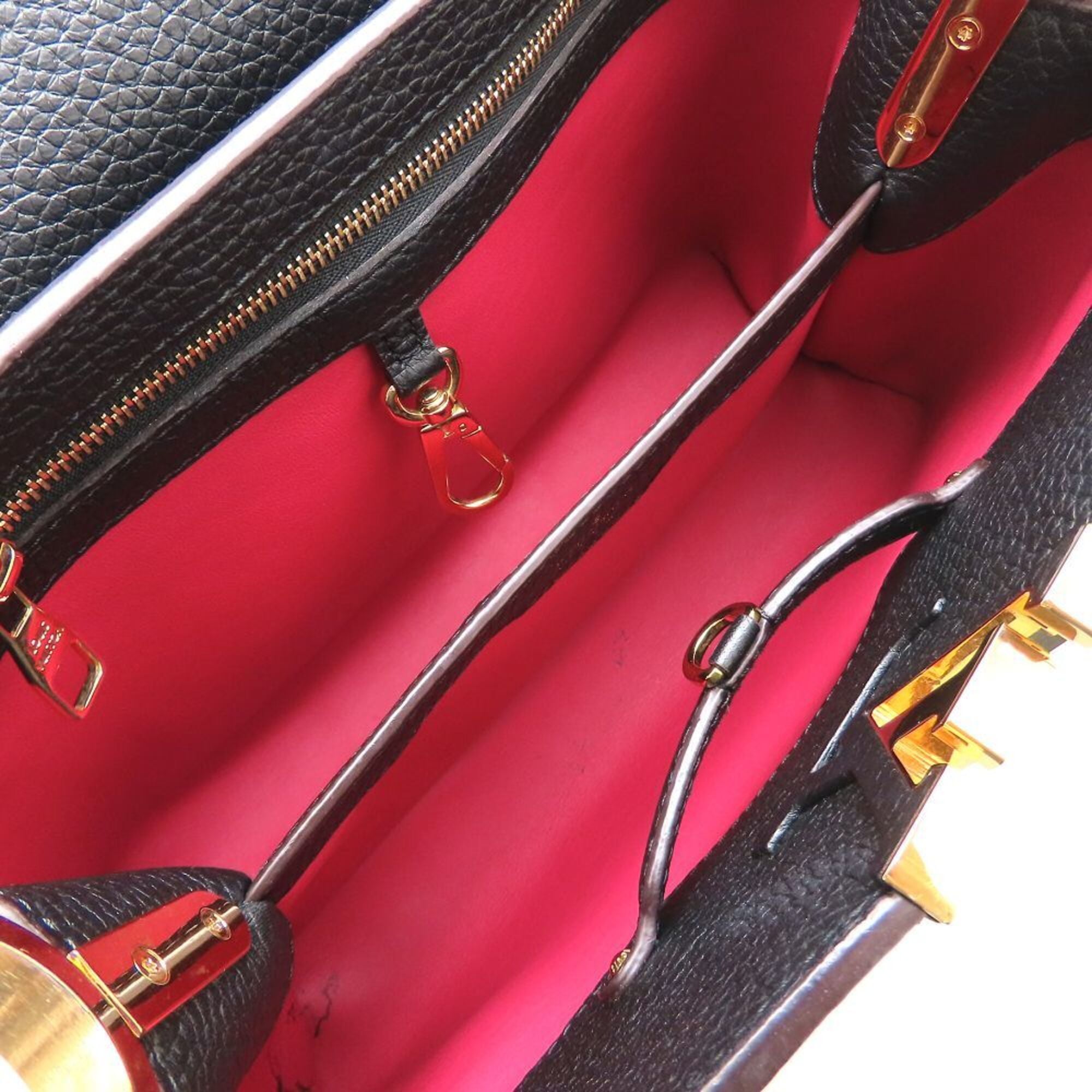 Louis Vuitton Noir Leather Handbag (Pre-Owned)