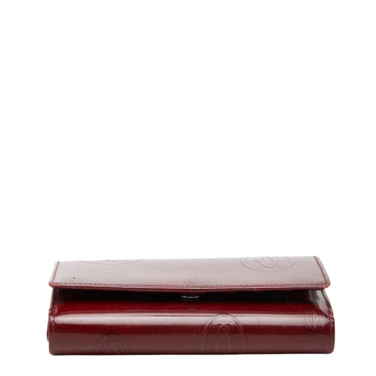 Cartier Bordeaux Wine Red Patent Leather Long Wallet (Bi-Fold) (Pre-Owned)