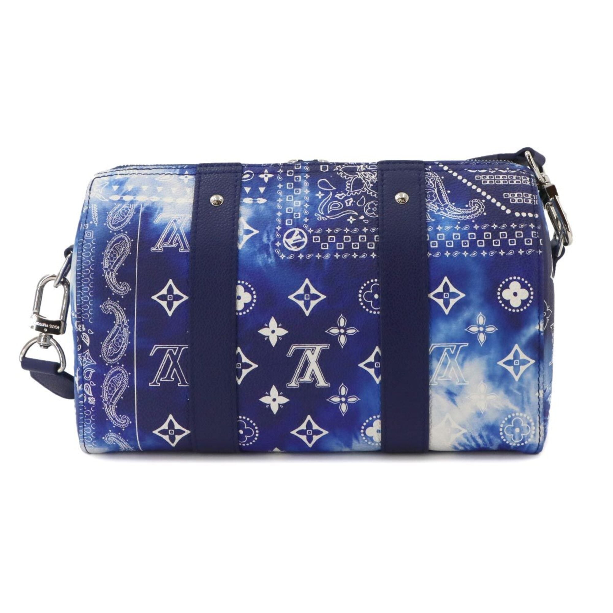 Louis Vuitton Blue White Leather Handbag Shoulder Bag (Pre-Owned)