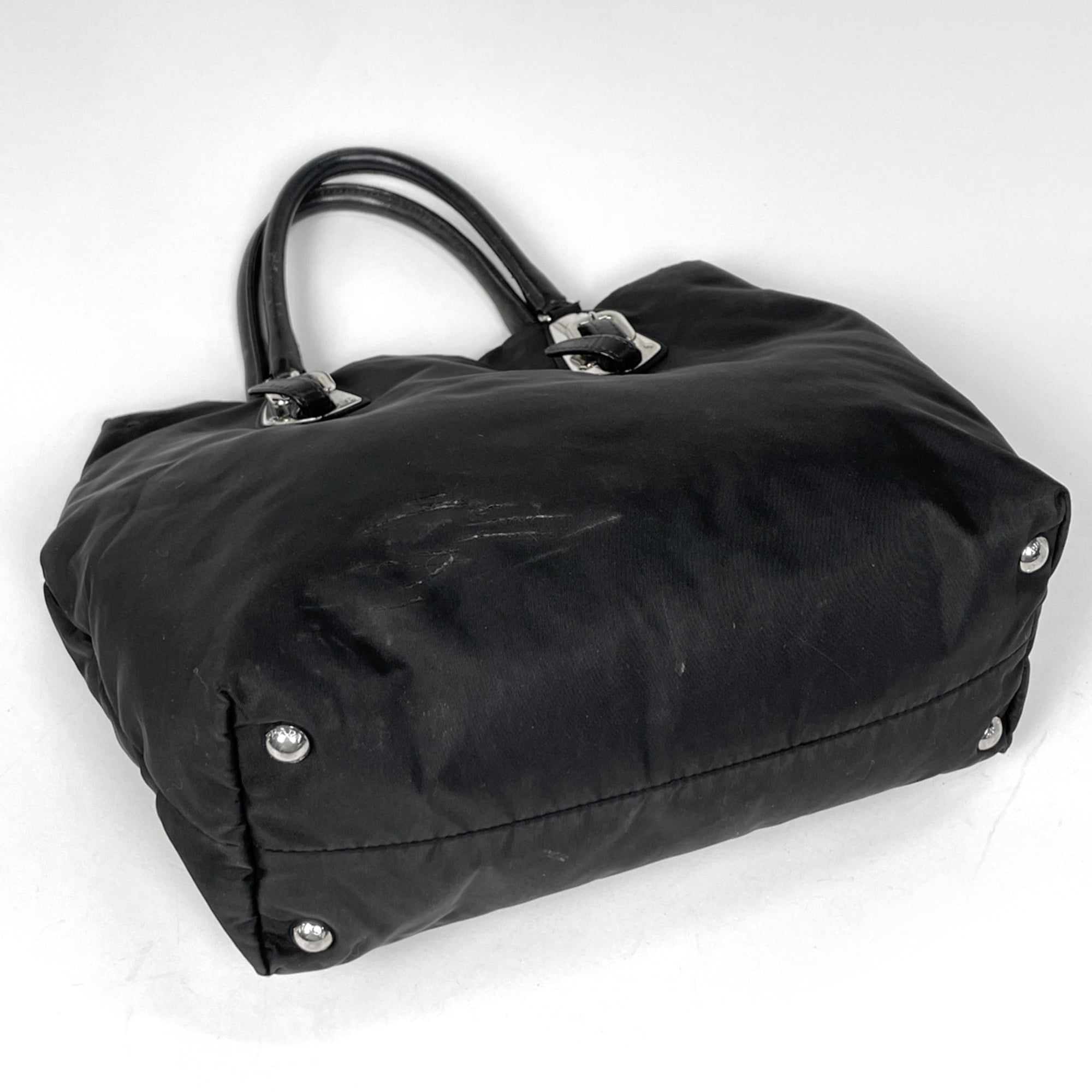Prada Black Nylon Leather Handbag (Pre-Owned)