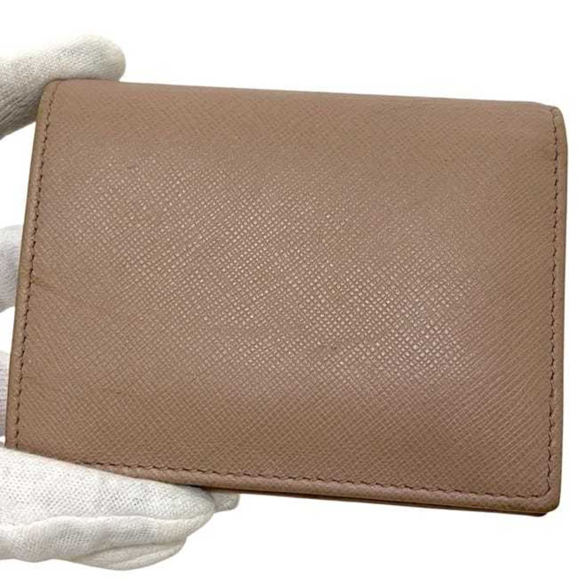 Prada Beige Saffiano Metal Wallet (Bi-Fold) (Pre-Owned)