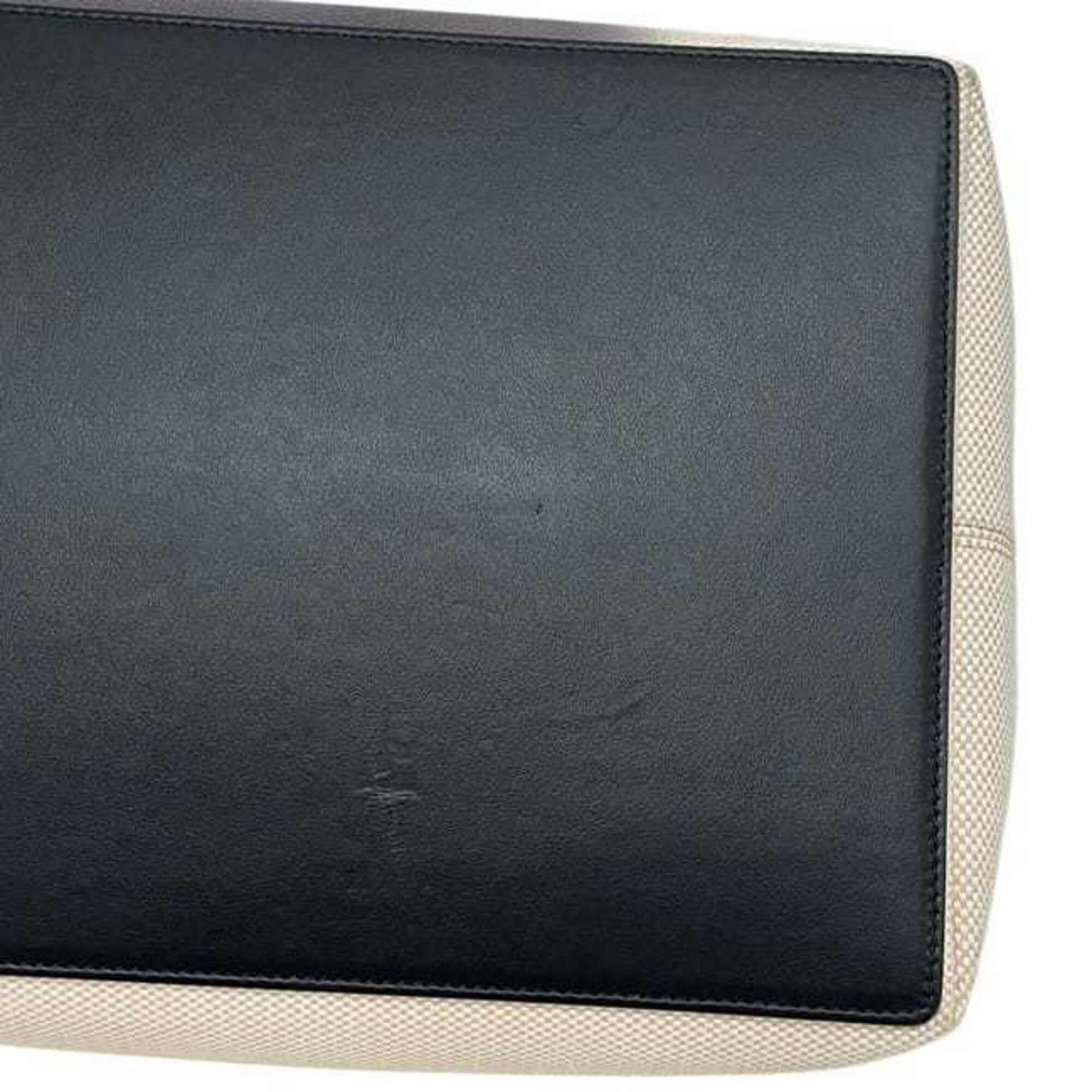 Christian Dior Black White Canvas Leather Tote Bag (Pre-Owned)