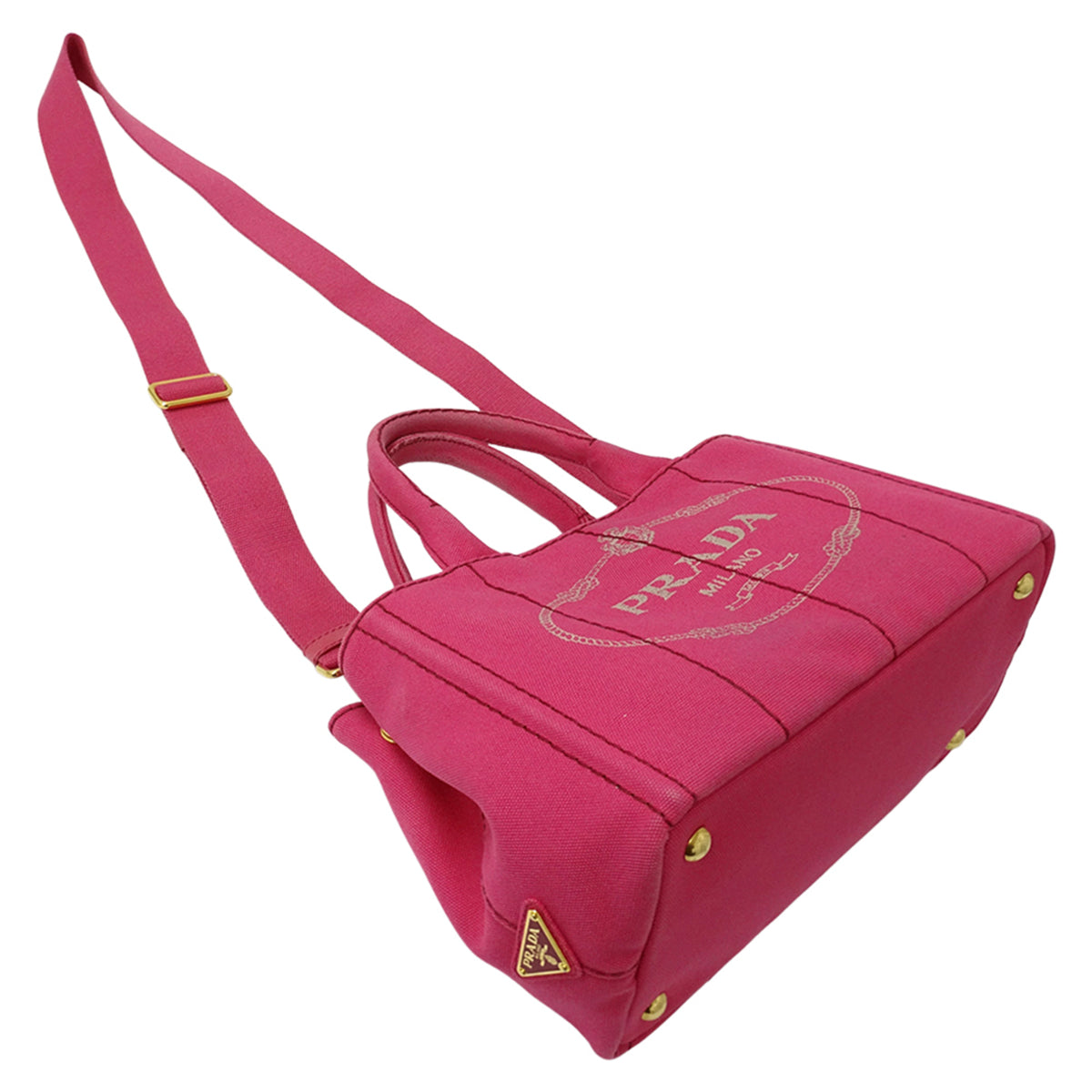 Prada Pink Canvas Handbag Shoulder Bag Tote Bag (Pre-Owned)