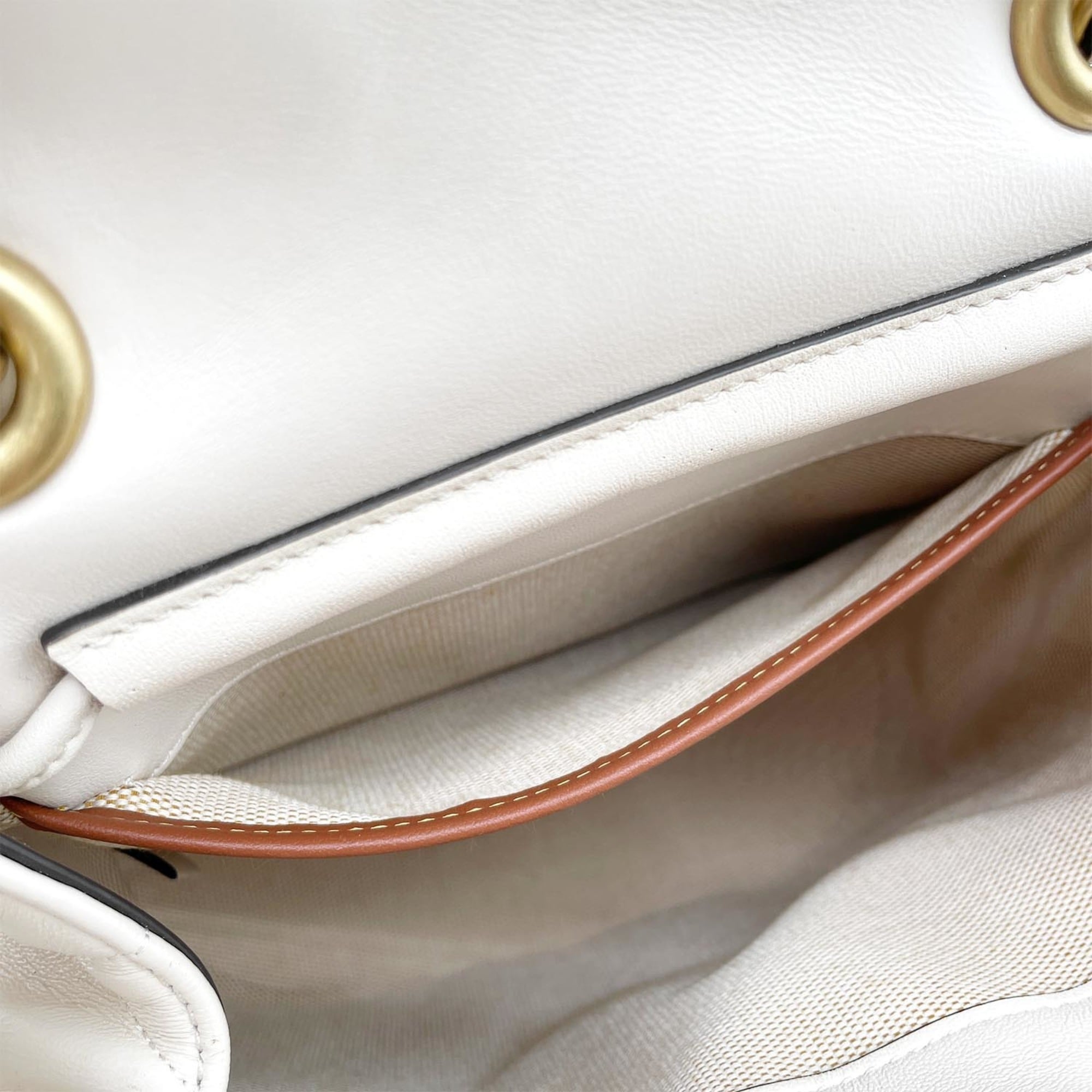 Coach Gold White Leather Backpack (Pre-Owned)