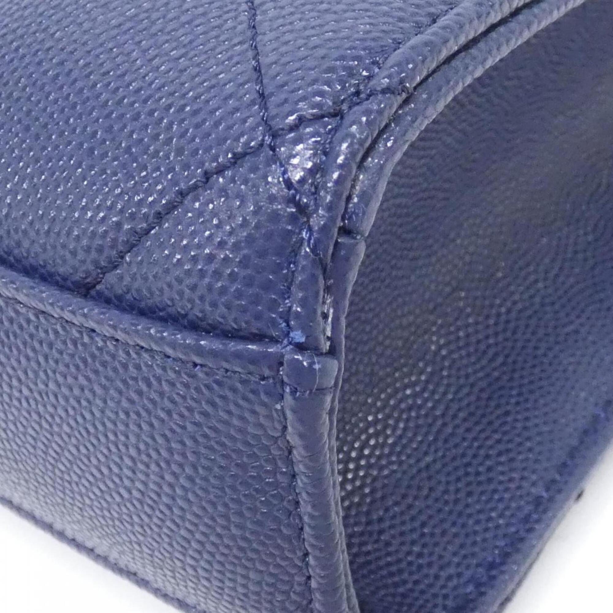 Chanel Navy Grained Calfskin Handbag (Pre-Owned)