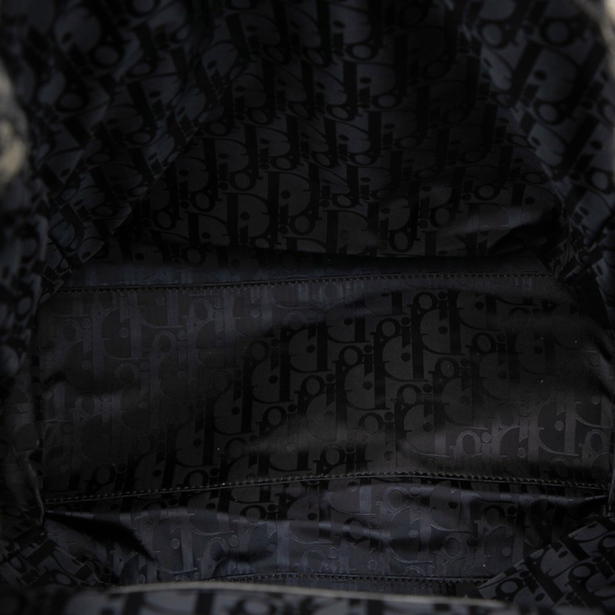 Christian Dior Trotter Black Gray Leather Fabric Backpack (Pre-Owned)